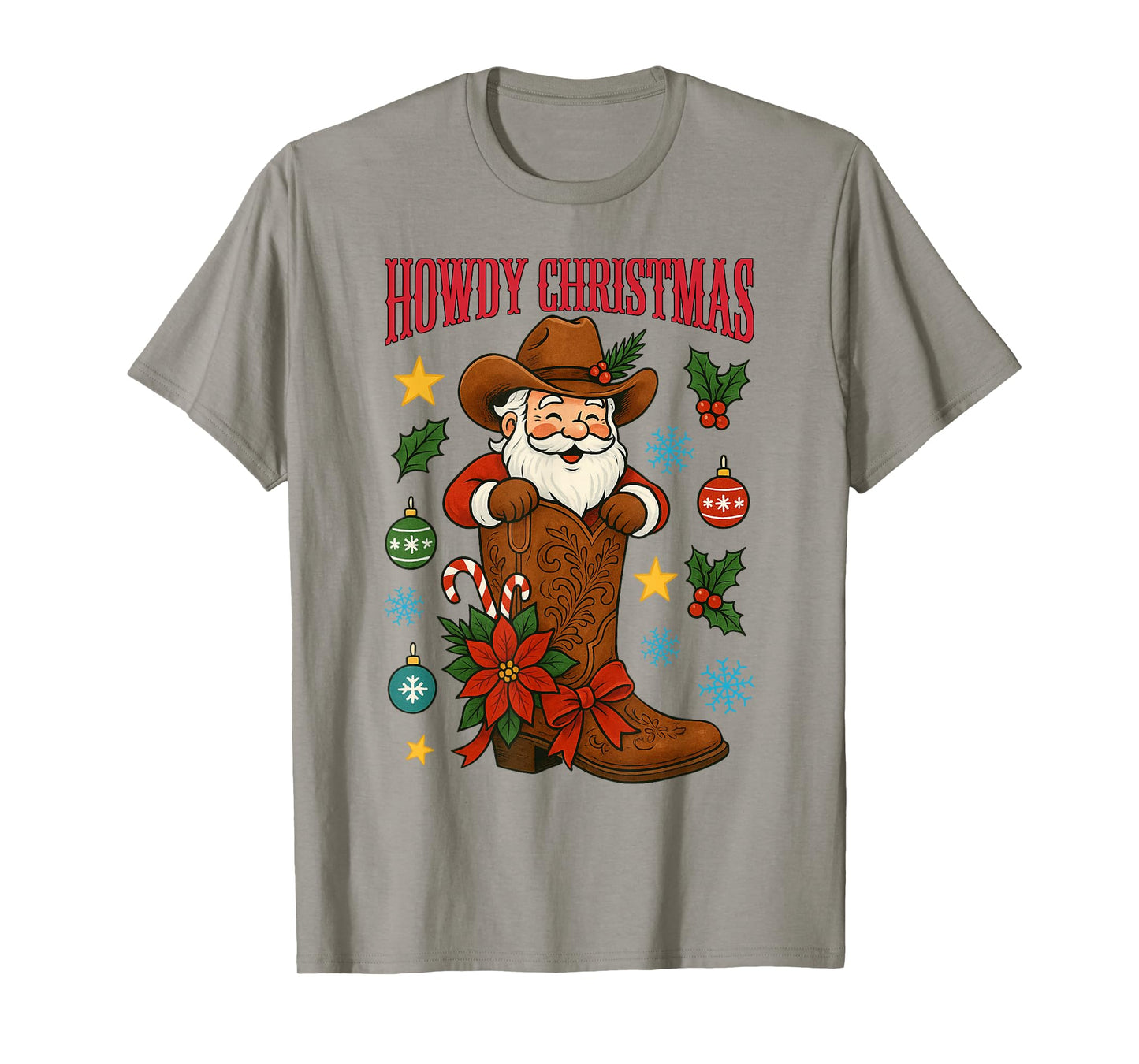 Howdy Christmas Santa Cowboy Boot Western Xmas Holiday T-Shirt