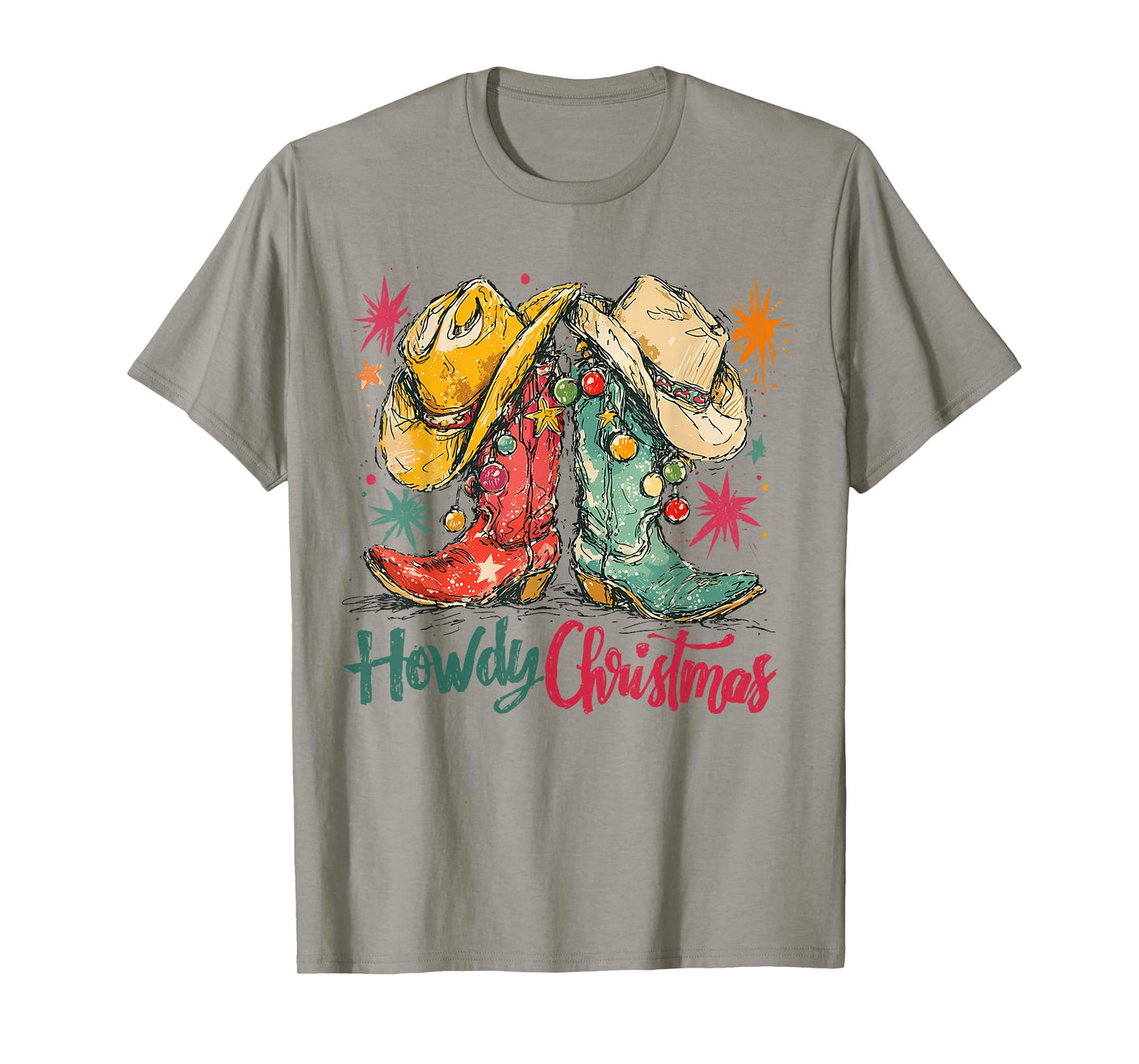 Howdy Christmas Western Cowgirl Boots Retro Country Holiday T-Shirt