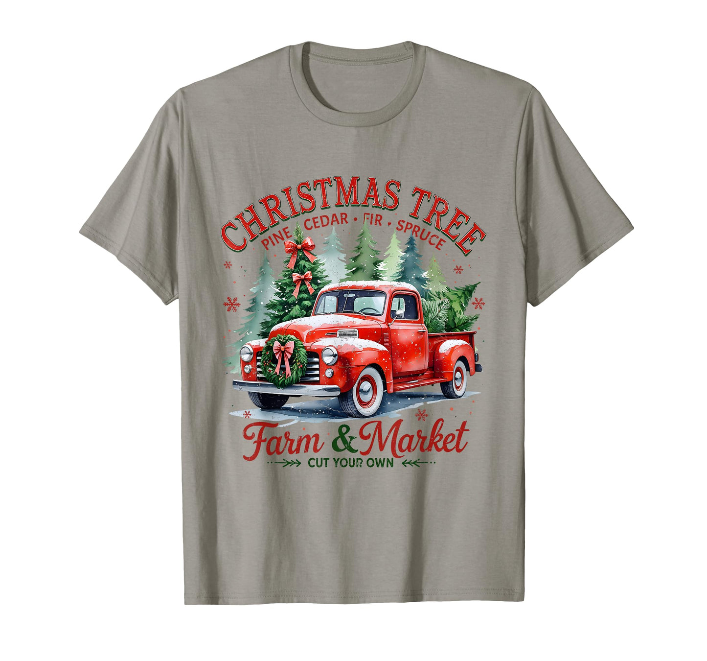 Christmas Tree Farm Red Truck Holiday Vintage Tee T-Shirt