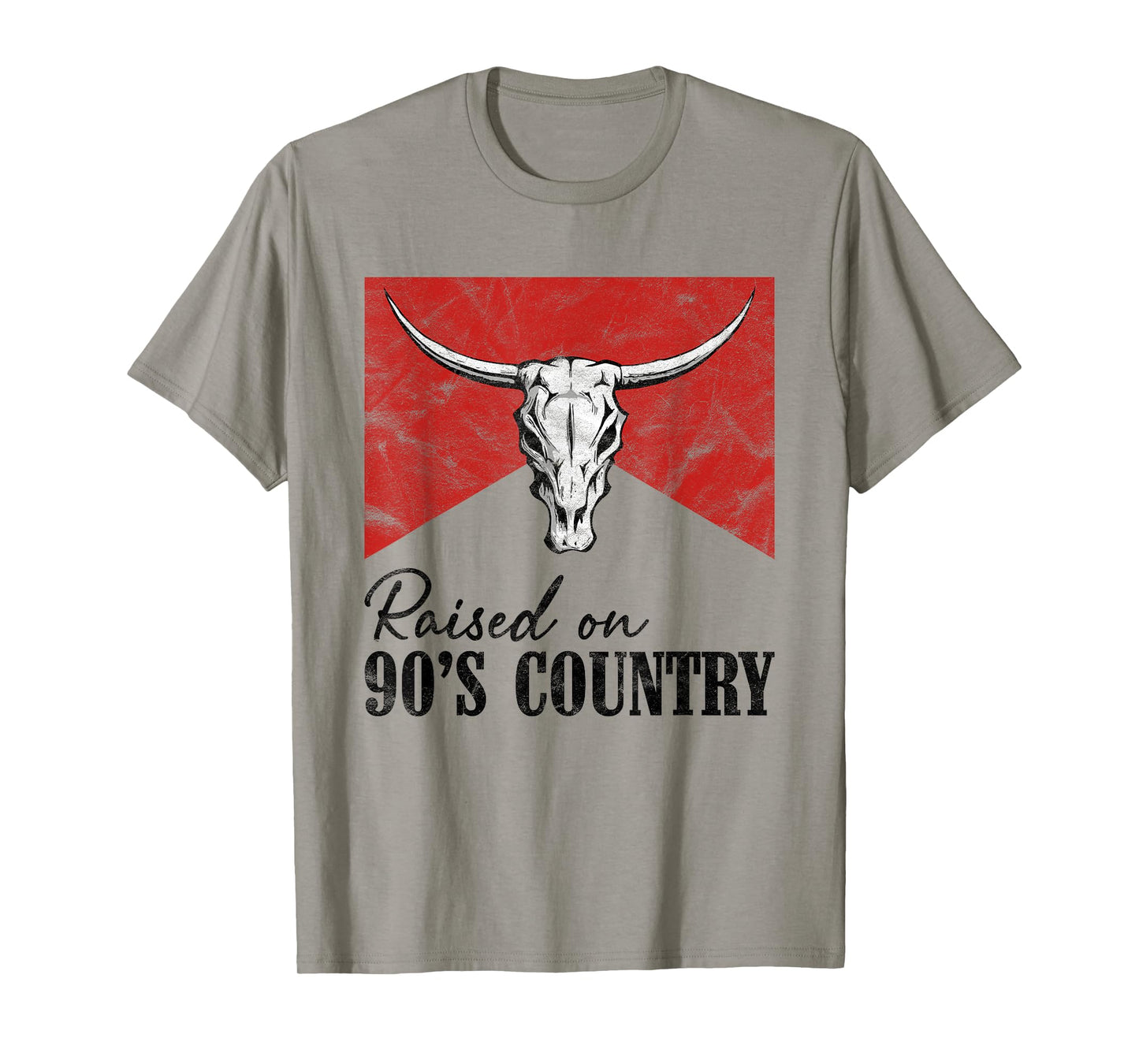 Vintage Western Bull Skull Raised On 90's Country Music T-Shirt