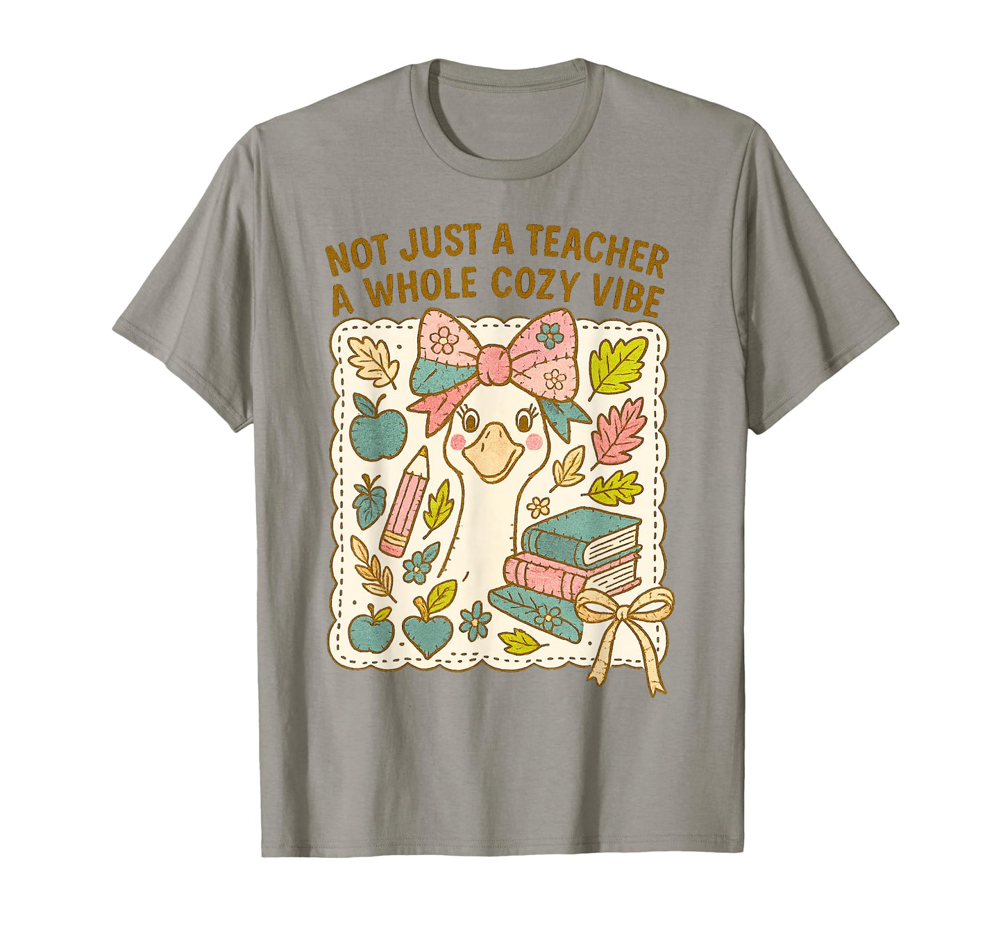 Not Just a Teacher a Whole Cozy Vibe Boho Coquette Goose T-Shirt