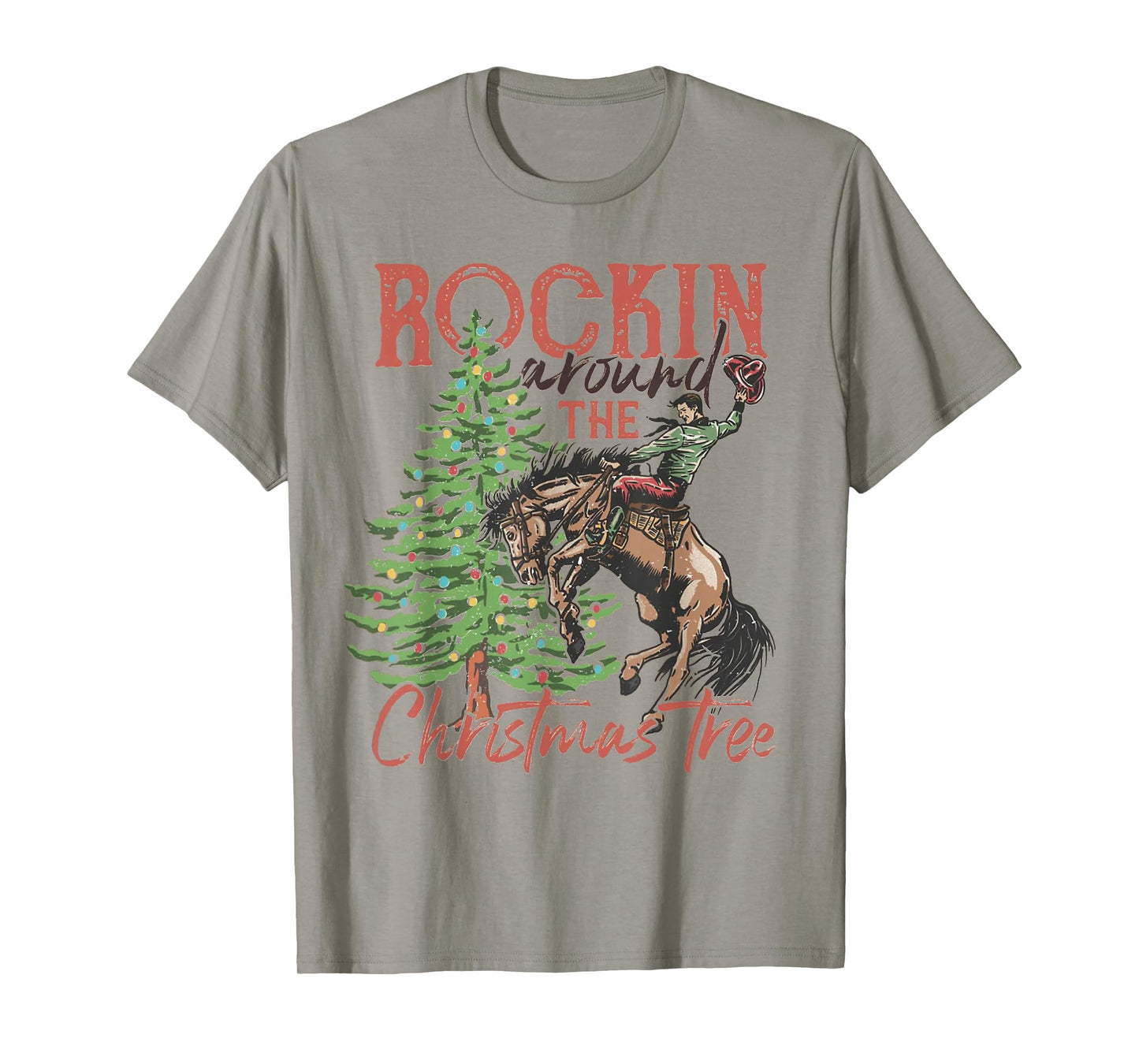 Rocking Around The Christmas Tree Christmas Cowboy Horse T-Shirt