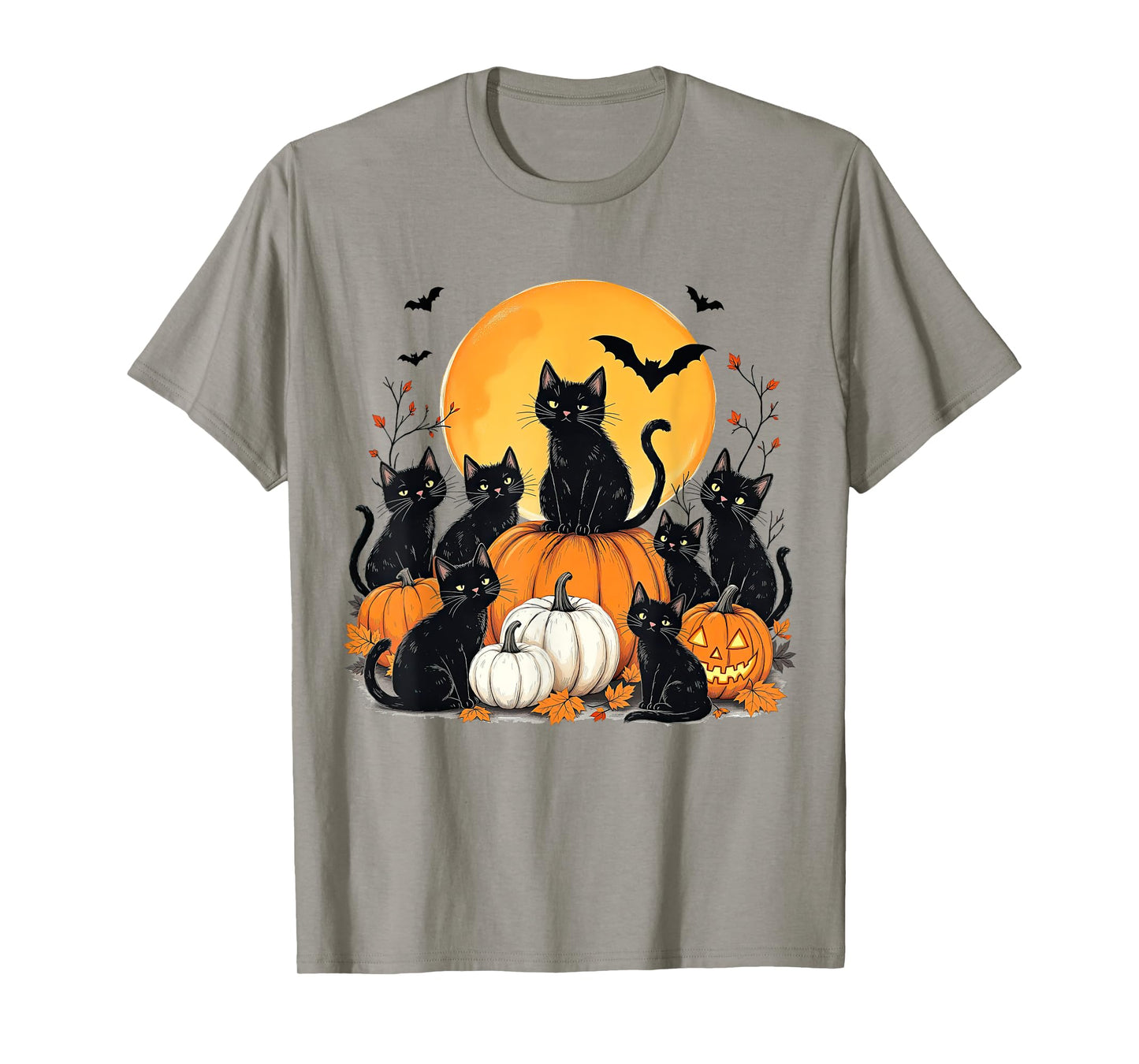 Black Cats Halloween Nights Pumpkin Season Spooky Vibes T-Shirt