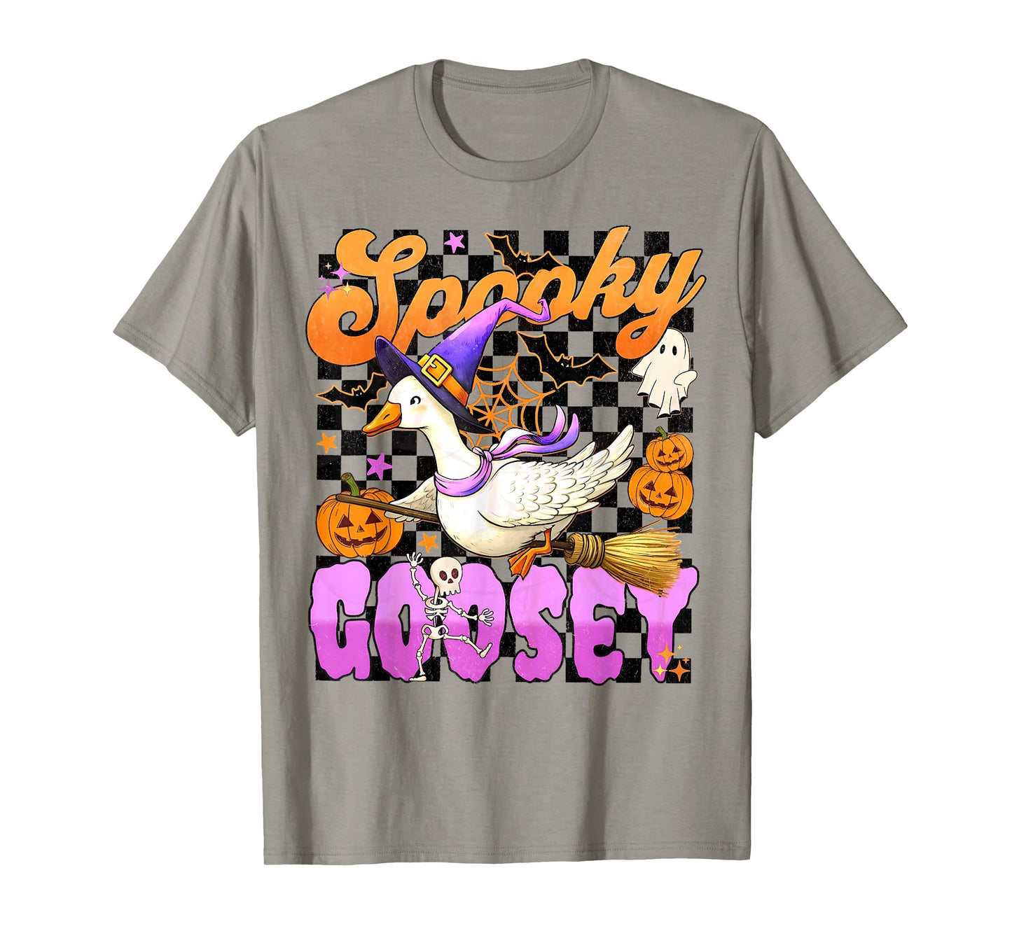 Spooky Goosey Goose Halloween Women Girls Cute Witchy Goose T-Shirt