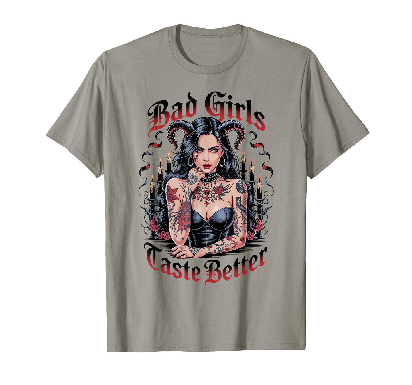 Bad Girls Taste Better Tattoo Lover Vintage Women Halloween T-Shirt