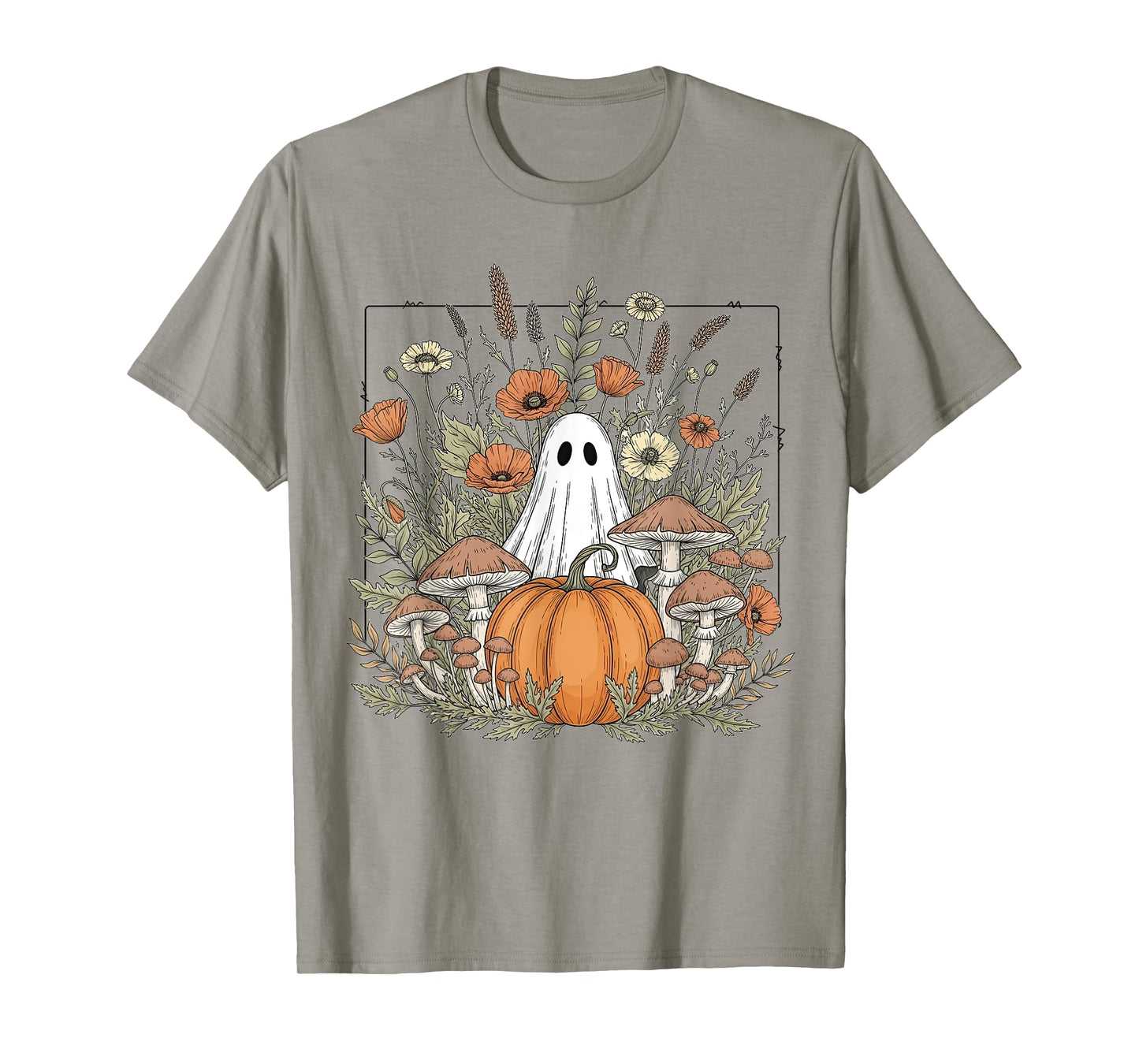 Halloween Ghost Spooky Season Retro Boho Floral Pumpkin T-Shirt