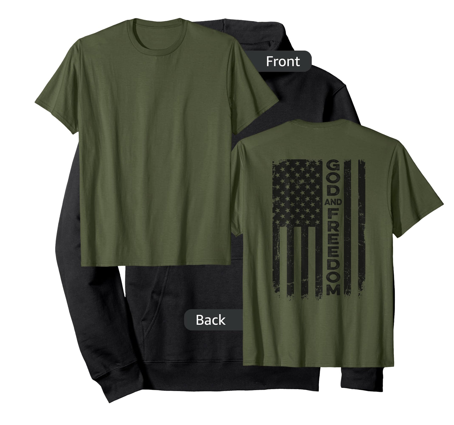 God And Country - USA Patriotic Christian Camo Flag -ON BACK T-Shirt