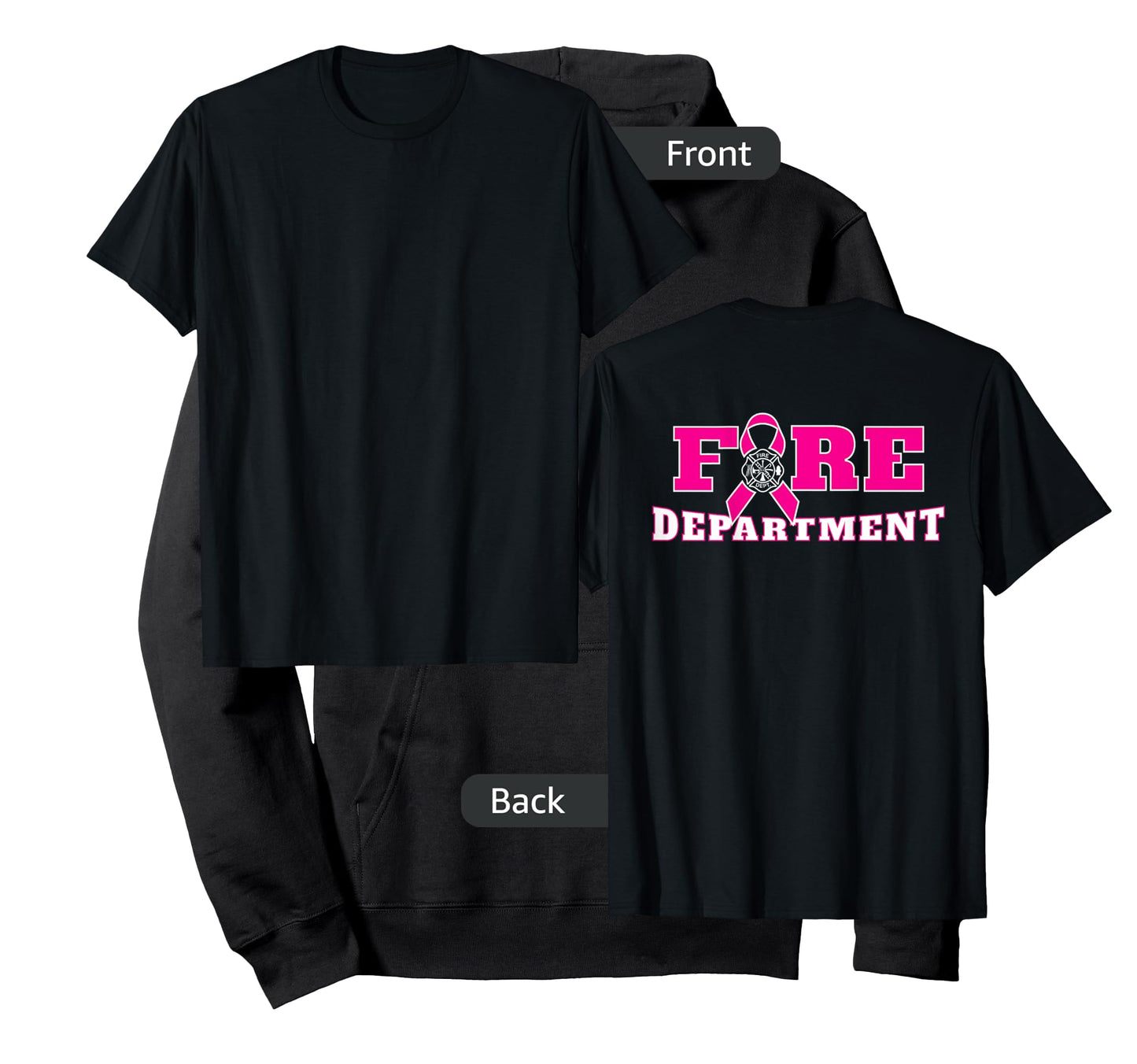 Breast Cancer Awareness Fire Department Pink Ribbon BACK T-Shirt