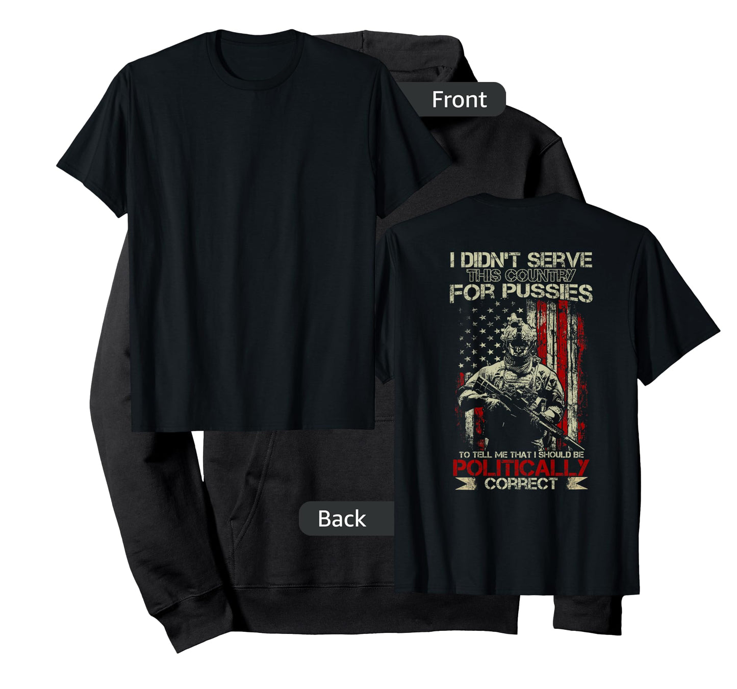 I Didn't Serve This Country For Pussies USA Flag on back T-Shirt for Women Men