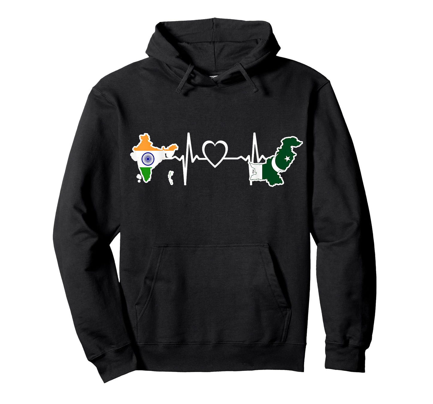 Pakistan India Flag Pakistanian Indian Heartbeat T-Shirt