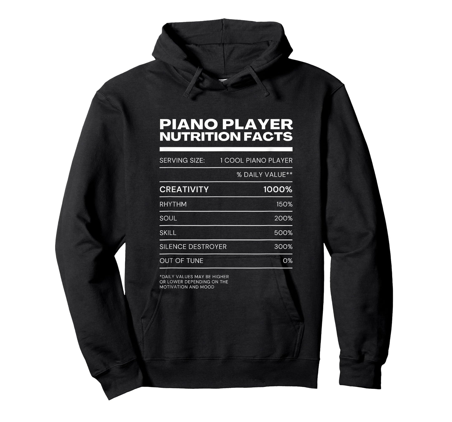 Piano Player Nutrition Facts Pianist Keyboards T-Shirt
