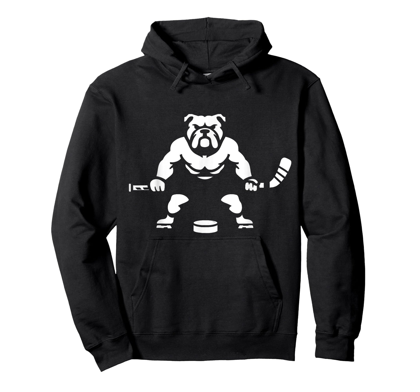 White Silhouette Dog Bulldog Ice Hockey Player T-Shirt