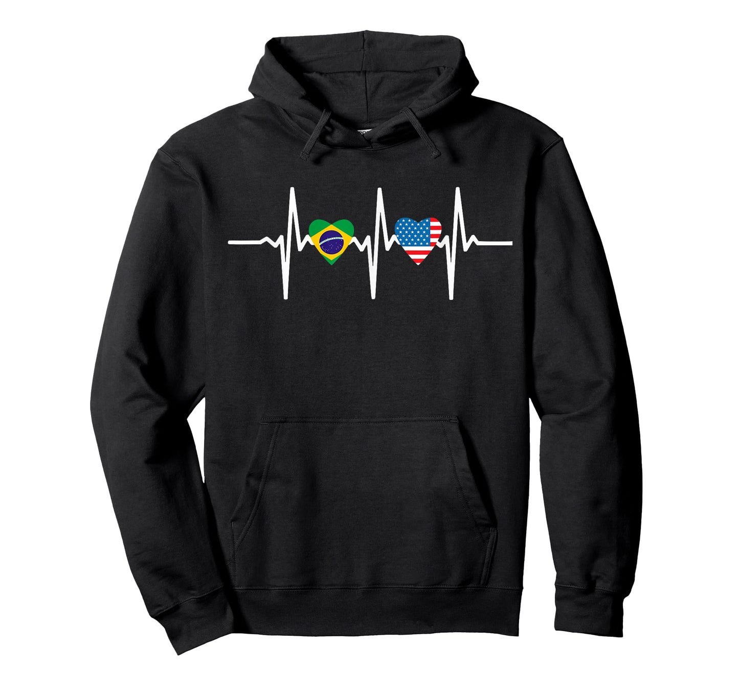 Half American Brazilian America Brazil Flag Heartbeat Heart T-Shirt