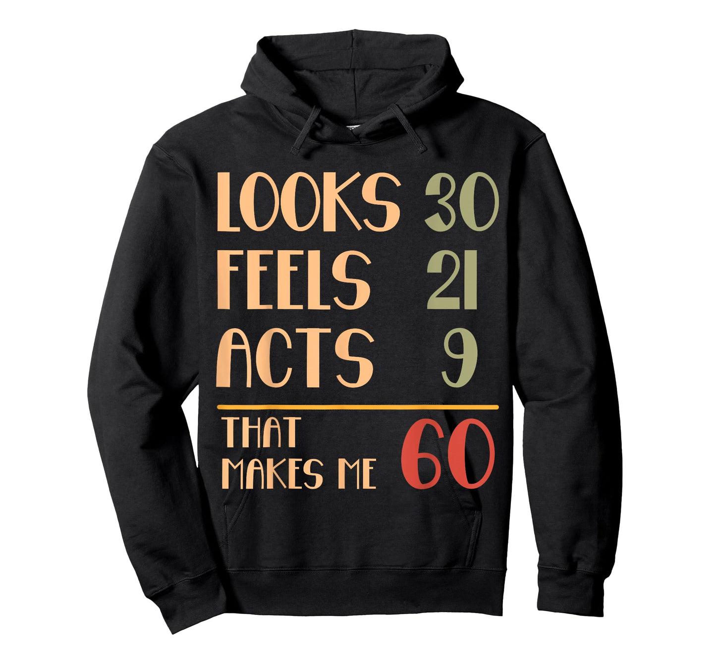 Funny 60th Birthday Humor Looks 30 Feels 21 Acts 9 Sixty T-Shirt