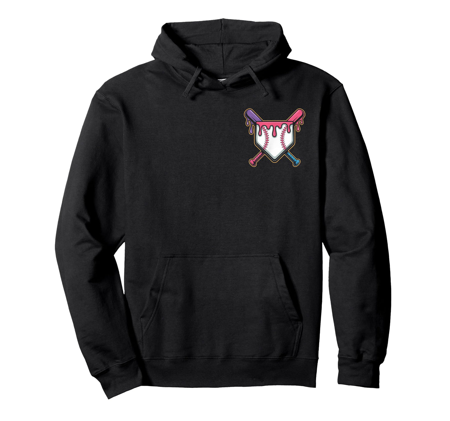 Baseball Pocket Dripping Ice Cream Drip Home Plate Baseball T-Shirt