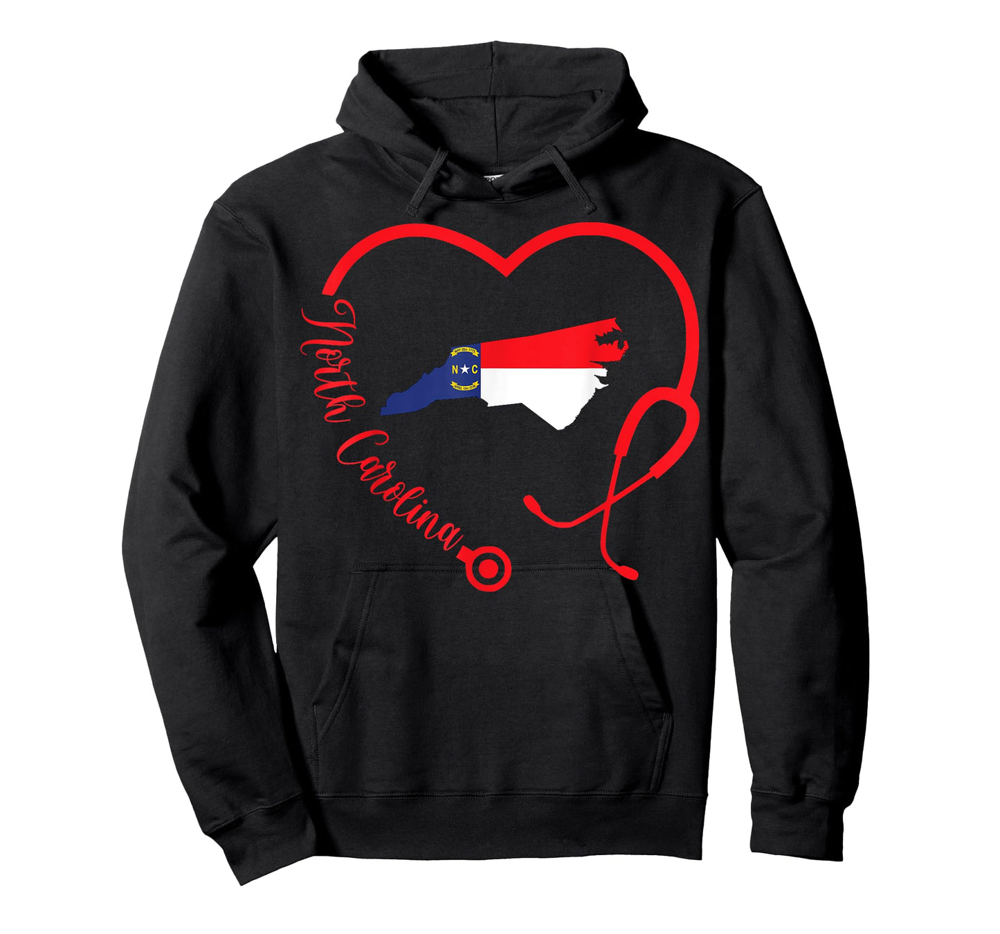North Carolina Nurse Heart Medic Nursing Stethoscope NC Flag T-Shirt