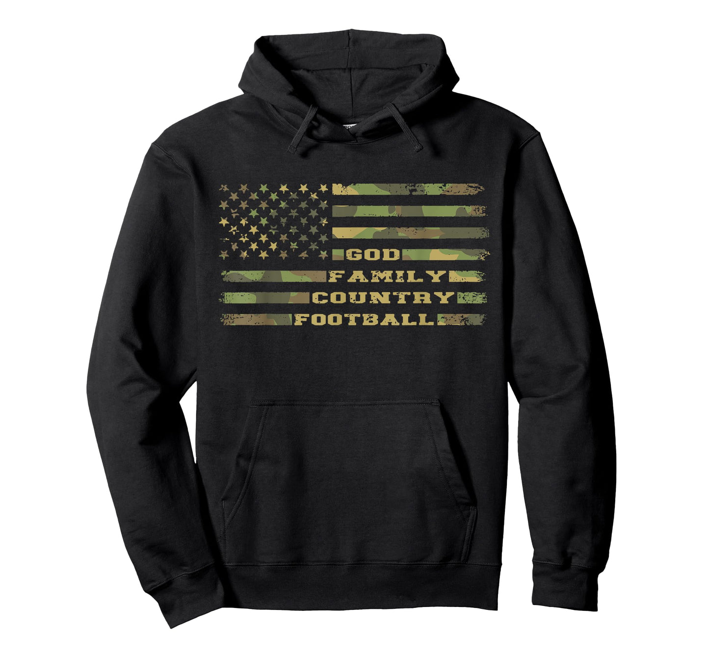 God Family Country Football Vintage Camouflage American Flag T-Shirt