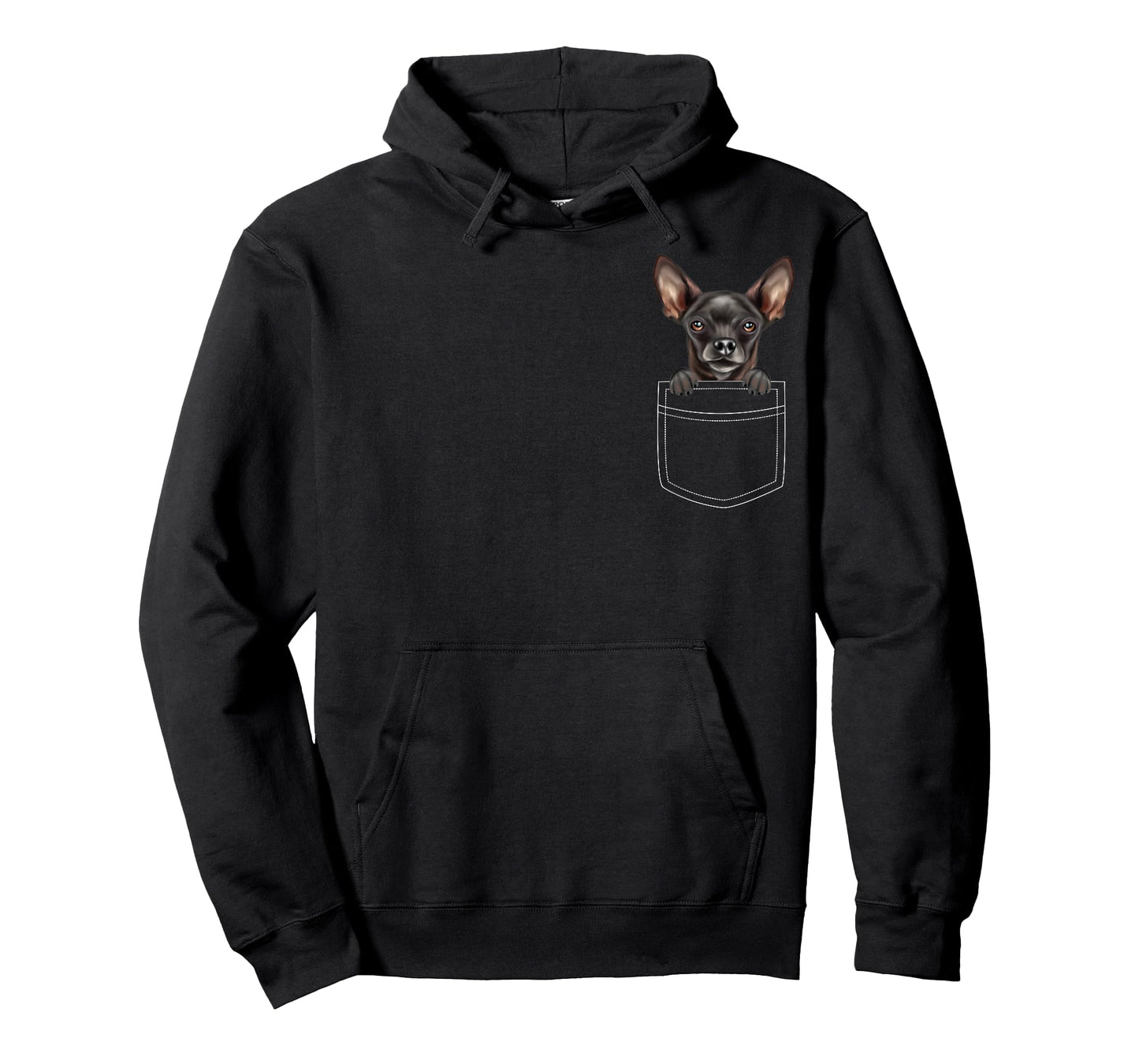 Black Chihuahua Dog in Pocket Funny Dog Lover T-Shirt