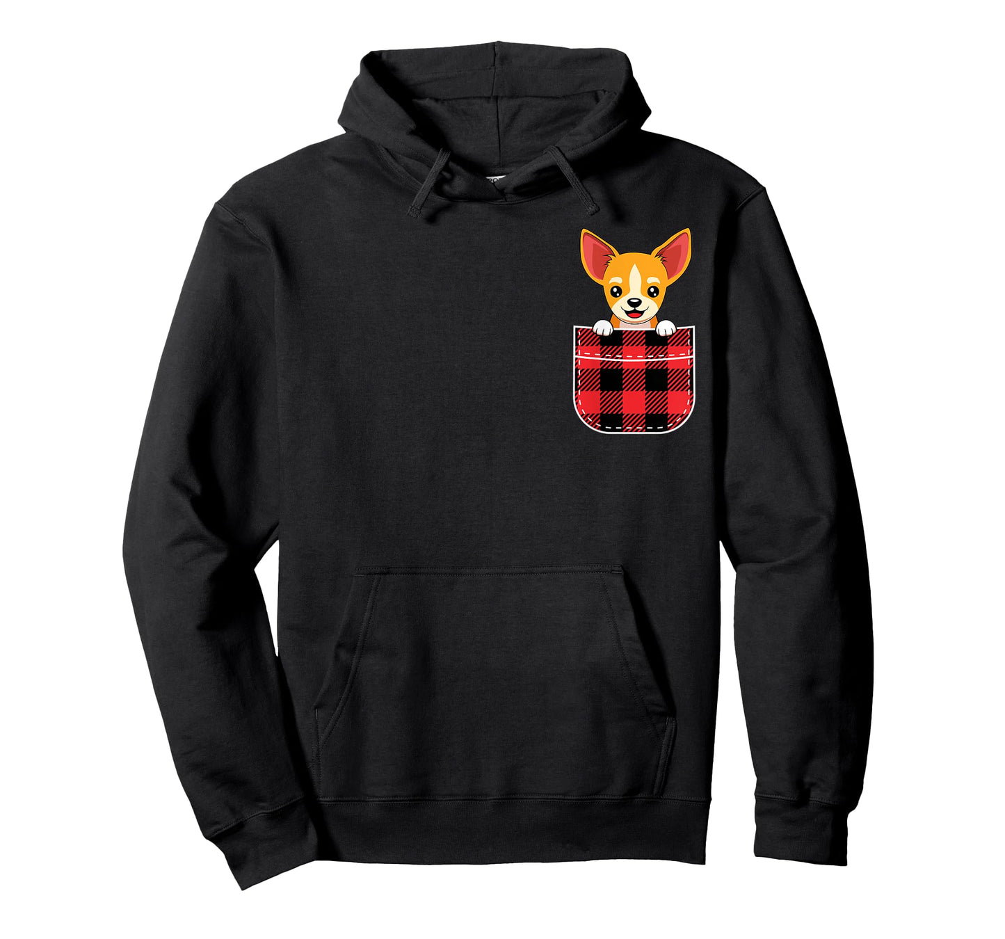 Cute Chihuahua Dog In Buffalo Plaid Pocket Christmas Gift T-Shirt