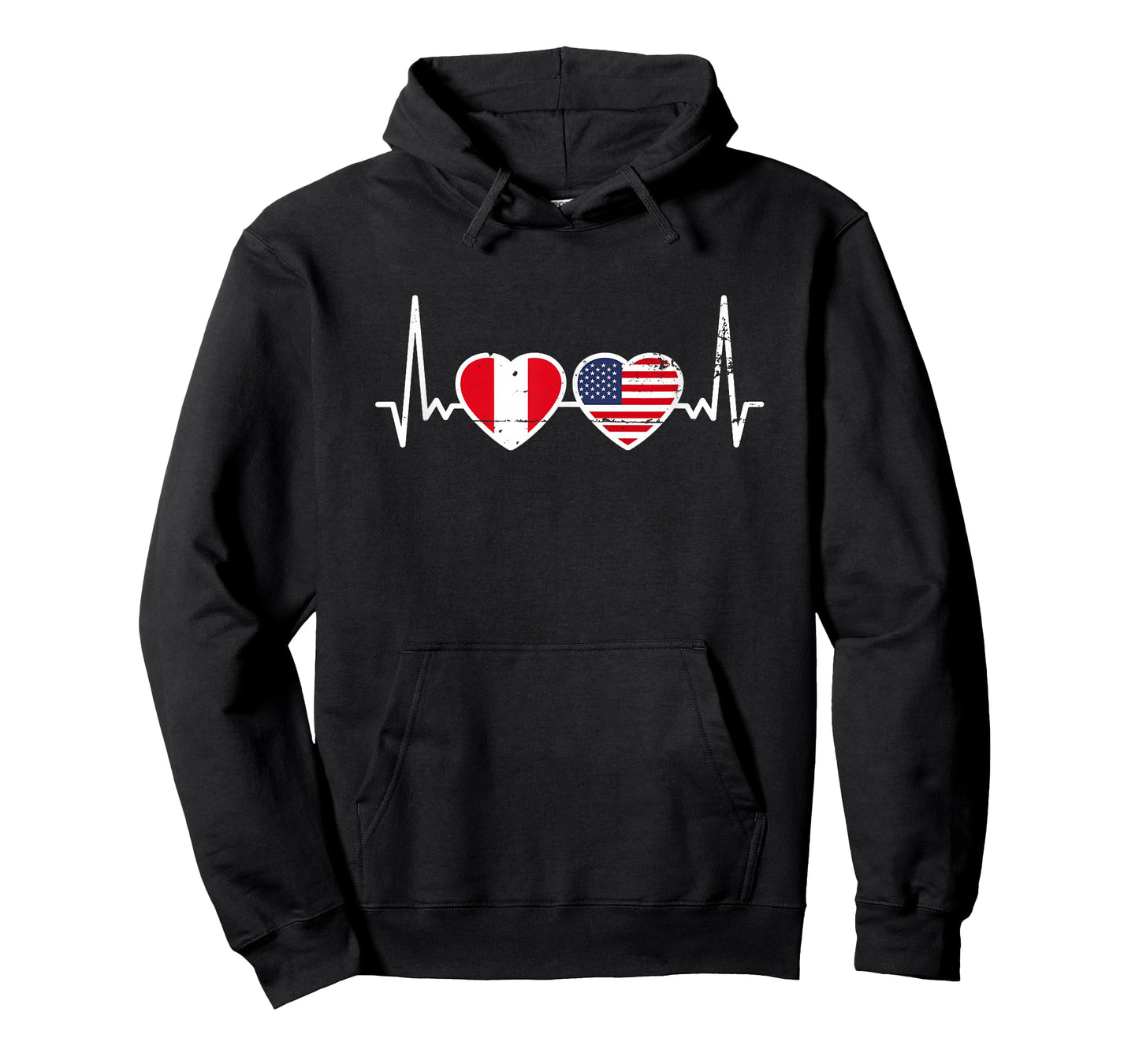 Peru USA Vintage Heartbeat Flag American Peruvian T-Shirt