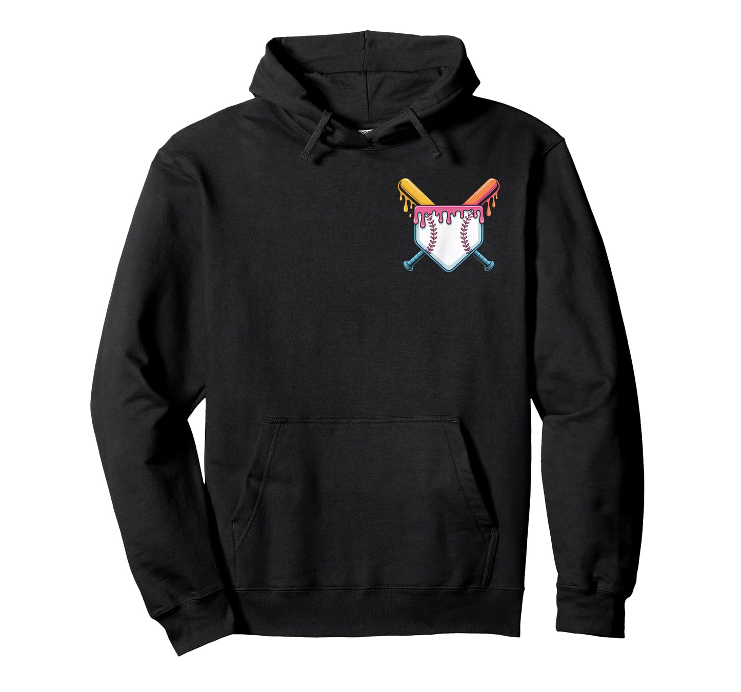 Baseball Pocket Dripping Ice Cream Drip Home Plate Baseball T-Shirt