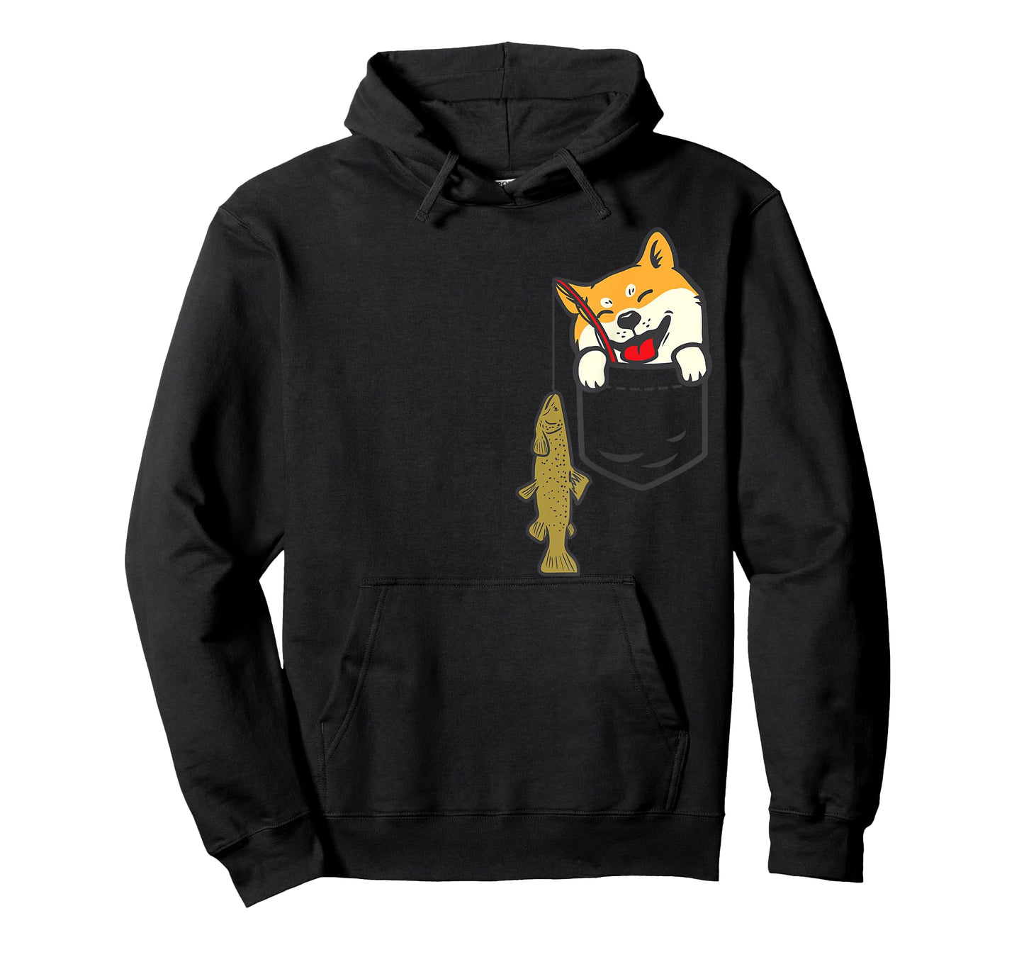 Pocket Shiba Inu Dog Fishing Cute Japanese Fisherman Gift T-Shirt