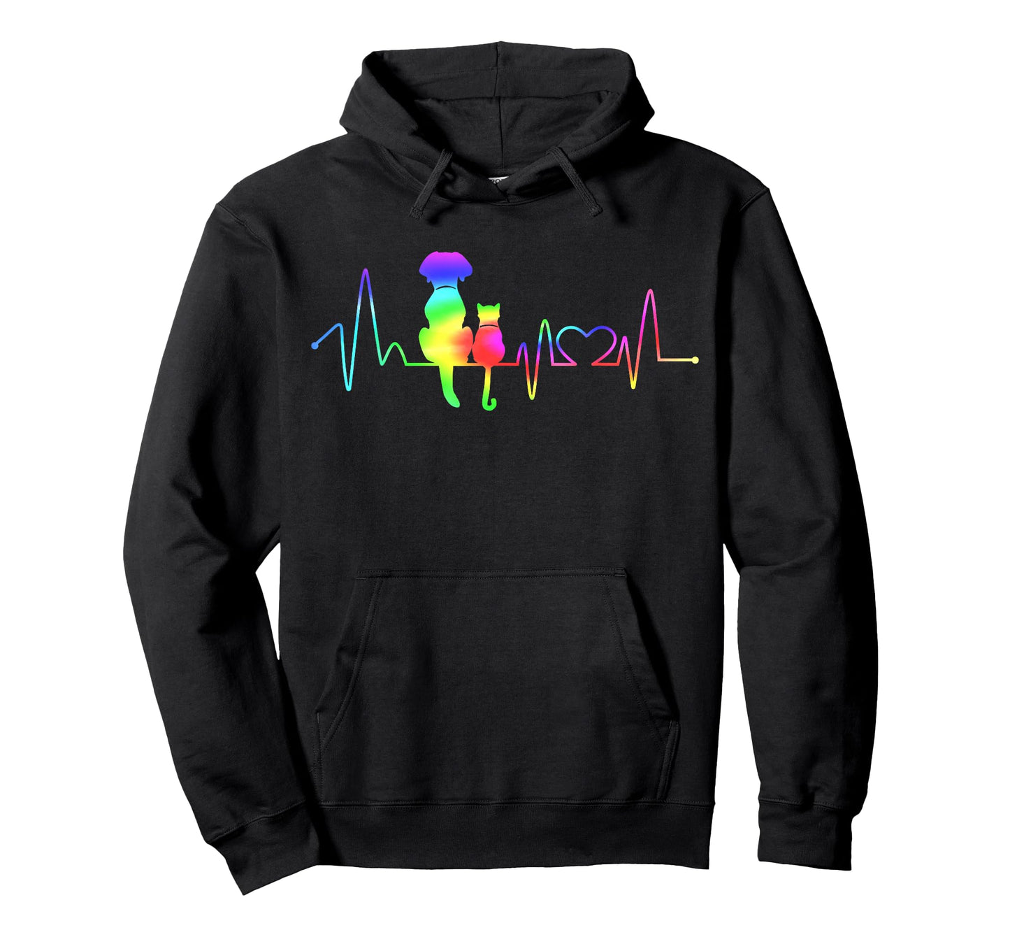 Heartbeat Cute Cat Dog Lover Animal Silhouette Vet Tech T-Shirt