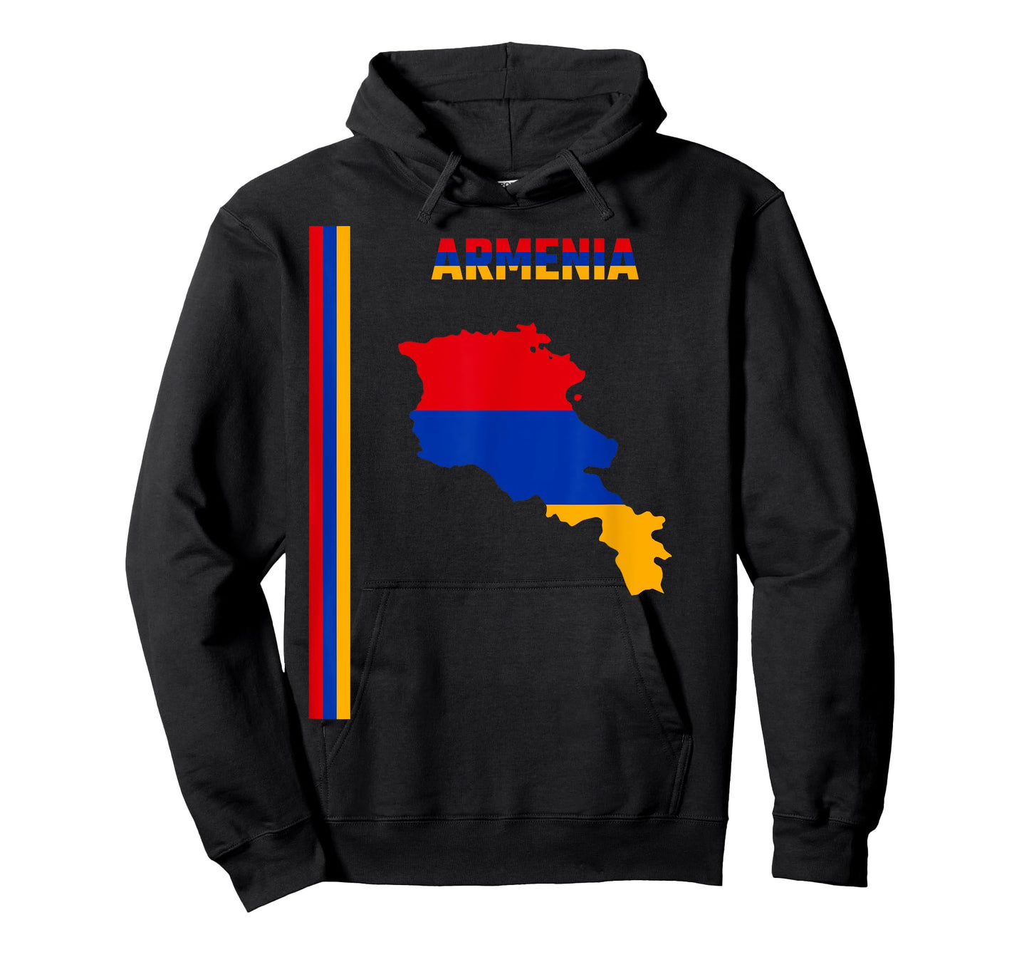 Vertical Armenian Flag, text “ARMENIA” & Silhouette map T-Shirt
