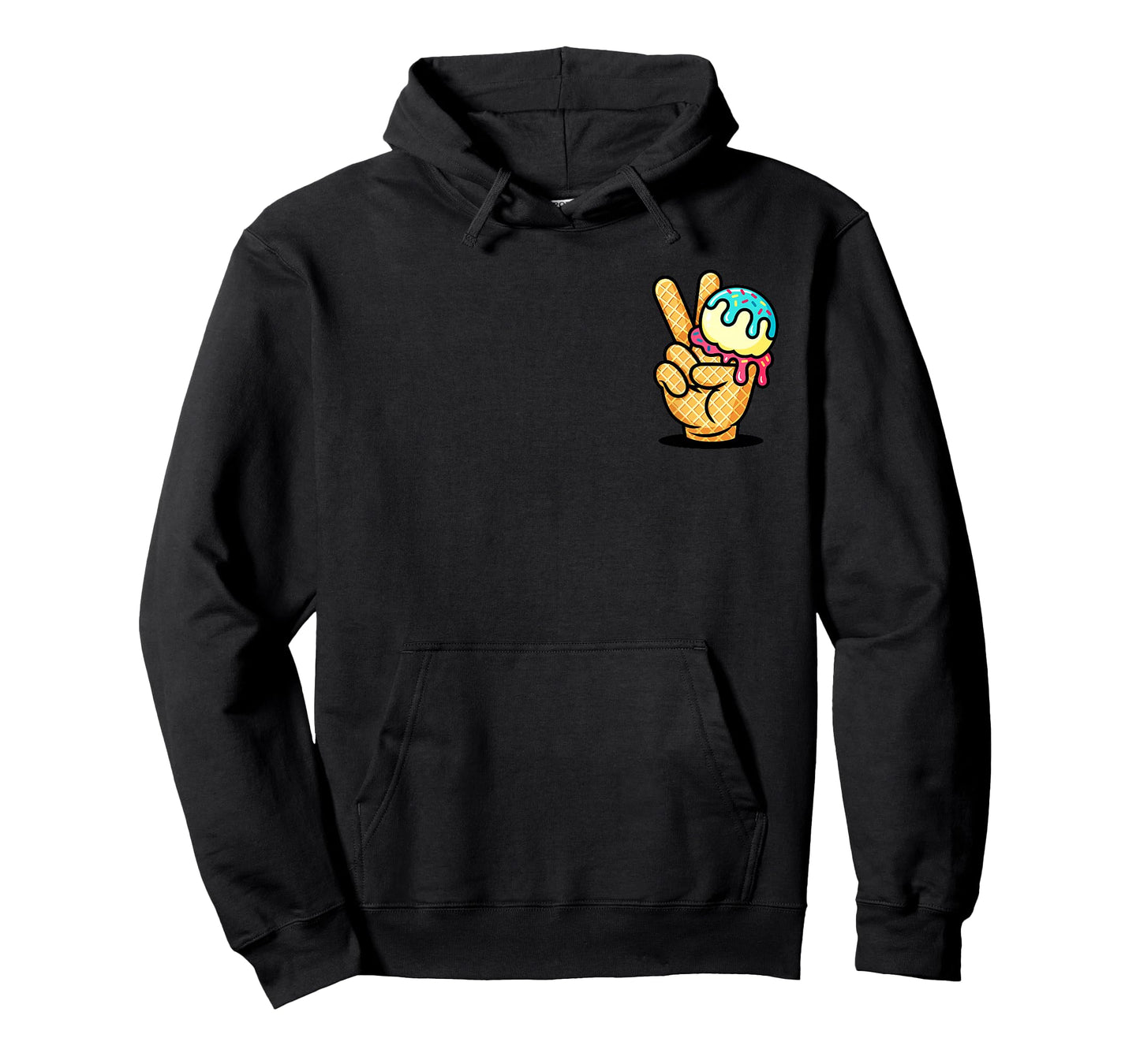 Cool Ice Cream Drip Peace Hand Baseball Style Summer T-Shirt