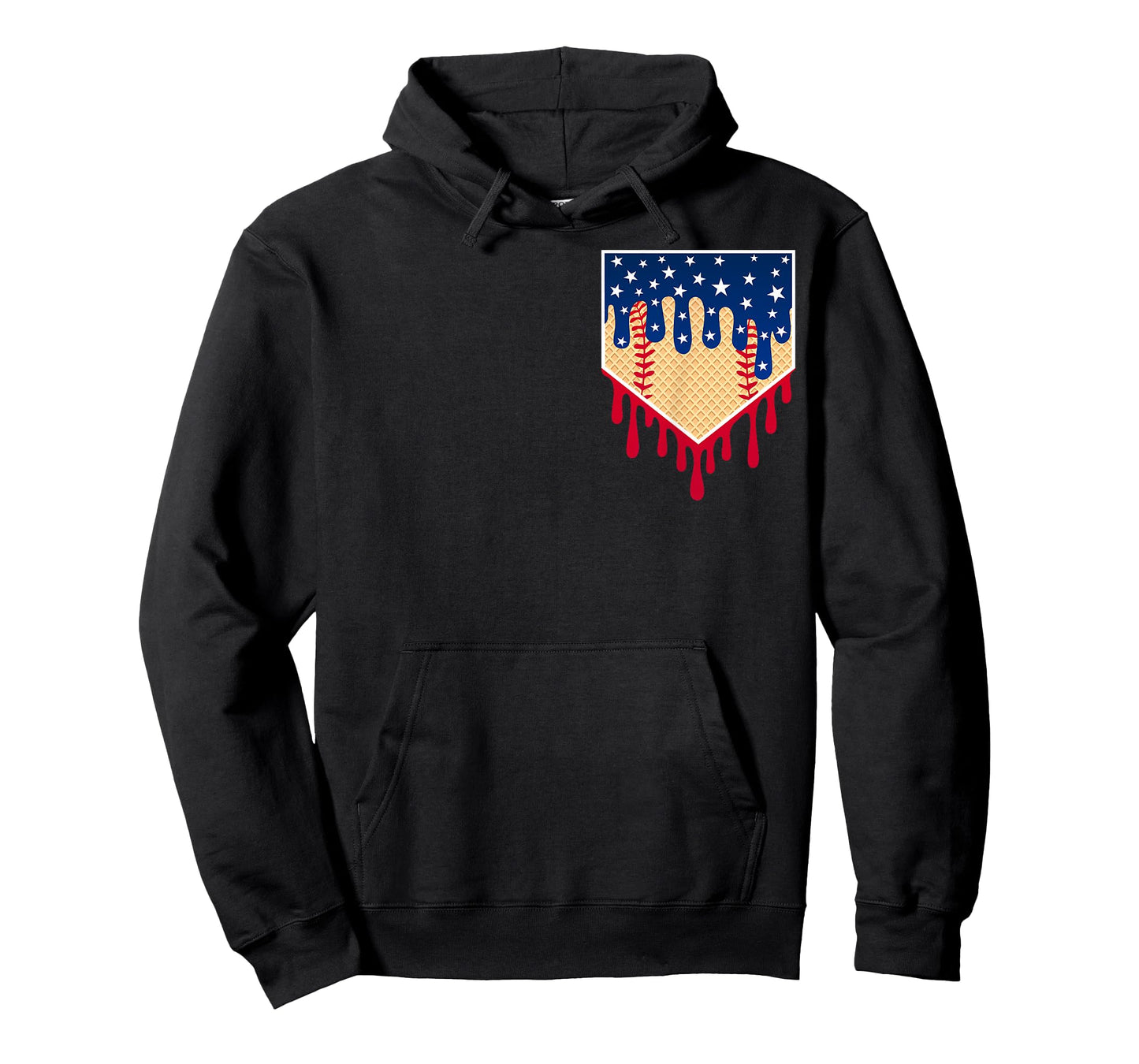 Baseball Ice Cream Drip 4th Of July Red Blue & White Drip T-Shirt