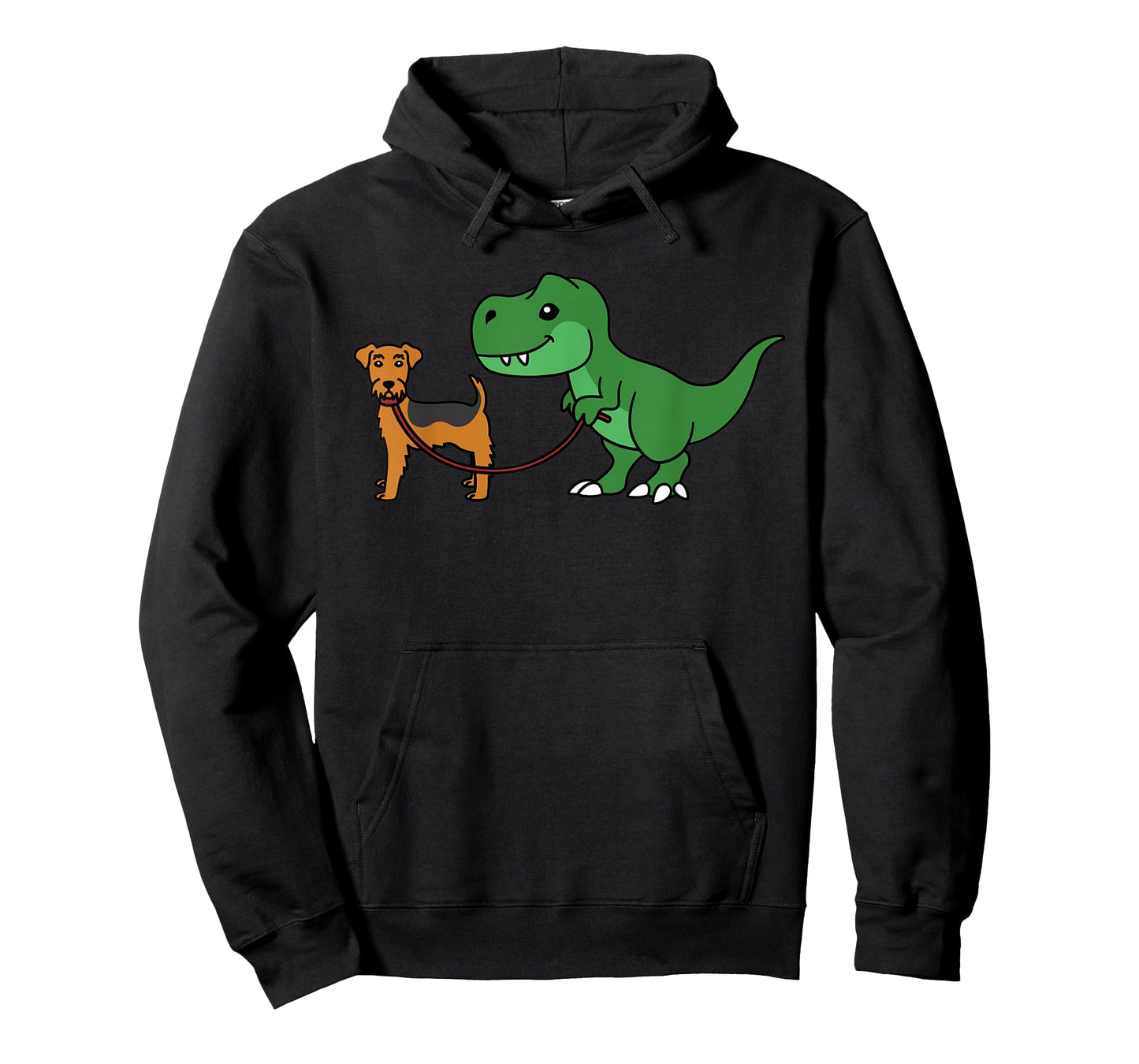 T-Rex Dinosaur Walking Airedale Terrier Funny Dog T-Shirt