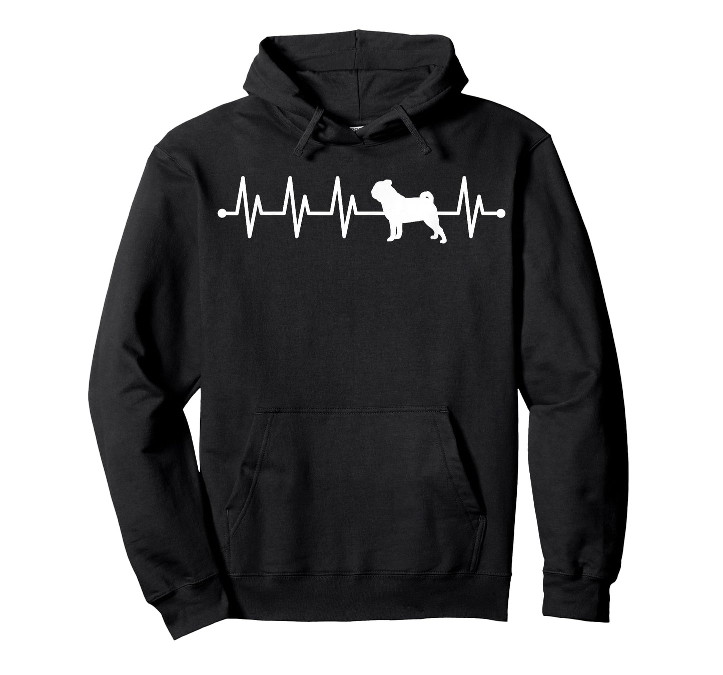 Pug Heartbeat ECG Pulse Carlin Carlino For Dog Owner T-Shirt, Small