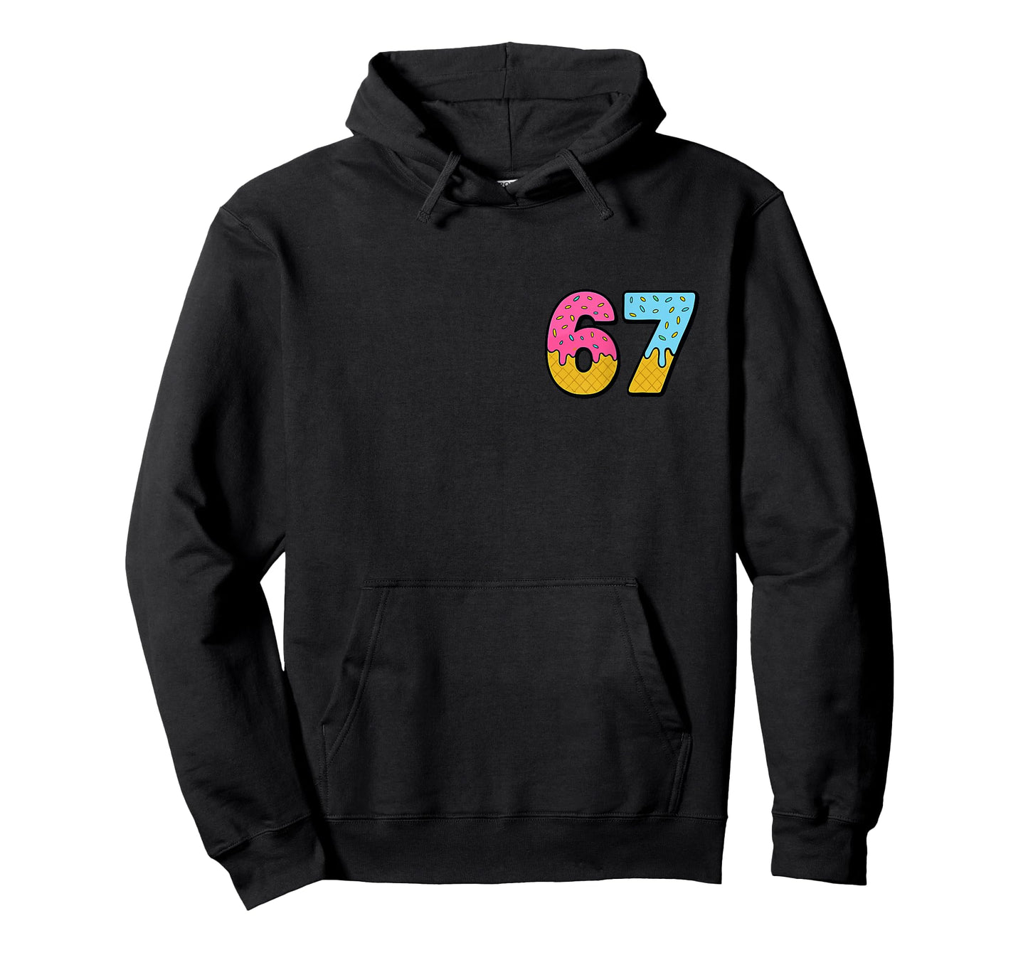 Six Seven on Back Meme Ice Cream Drip Waffle Cone Funny 67 T-Shirt