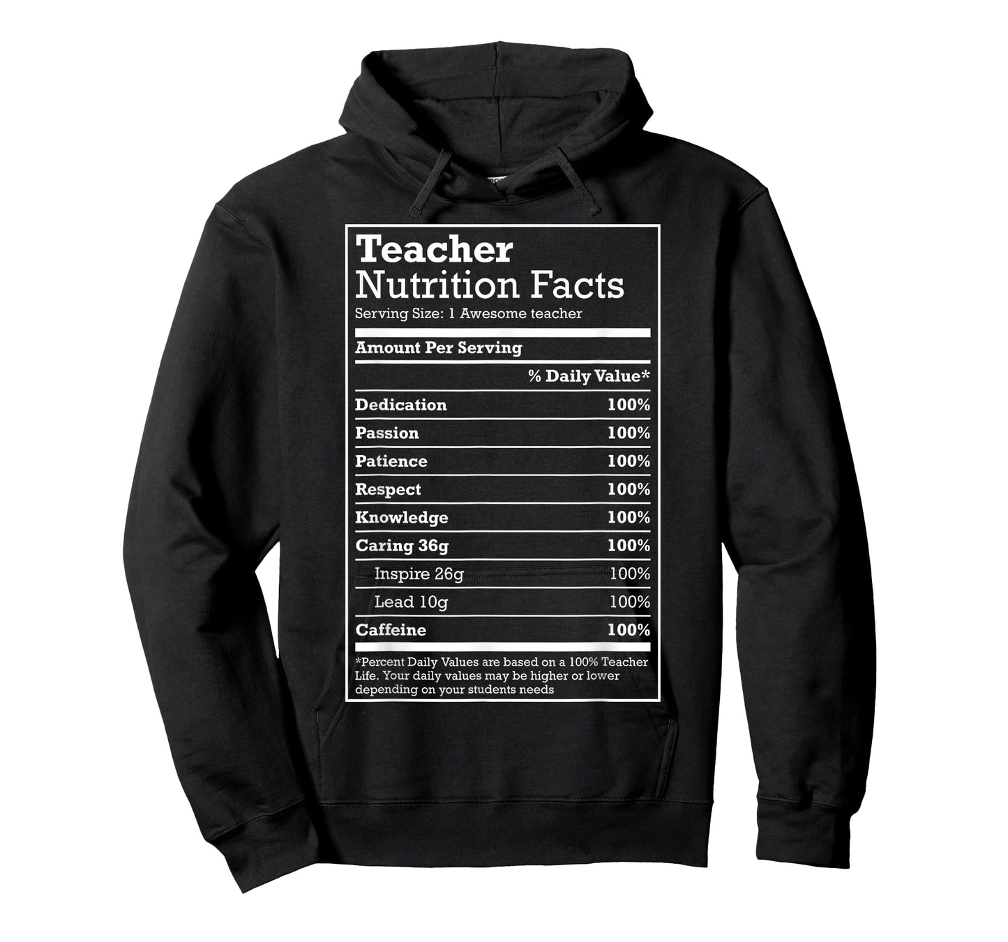 Nutrition Facts Shirt - Gift for your favourite Teacher Men Women Girls Kids T-Shirt