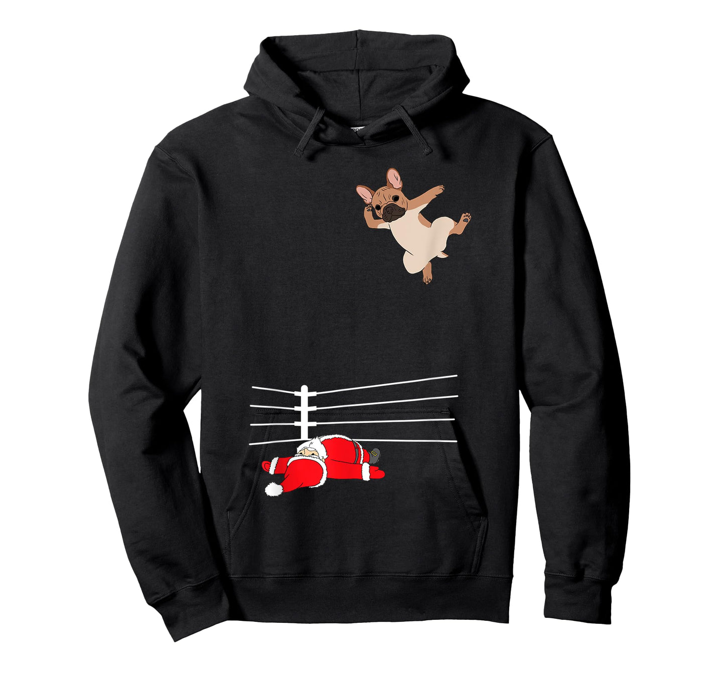 Funny Christmas Dog Xmas Wrestling Santa and French Bulldog T-Shirt