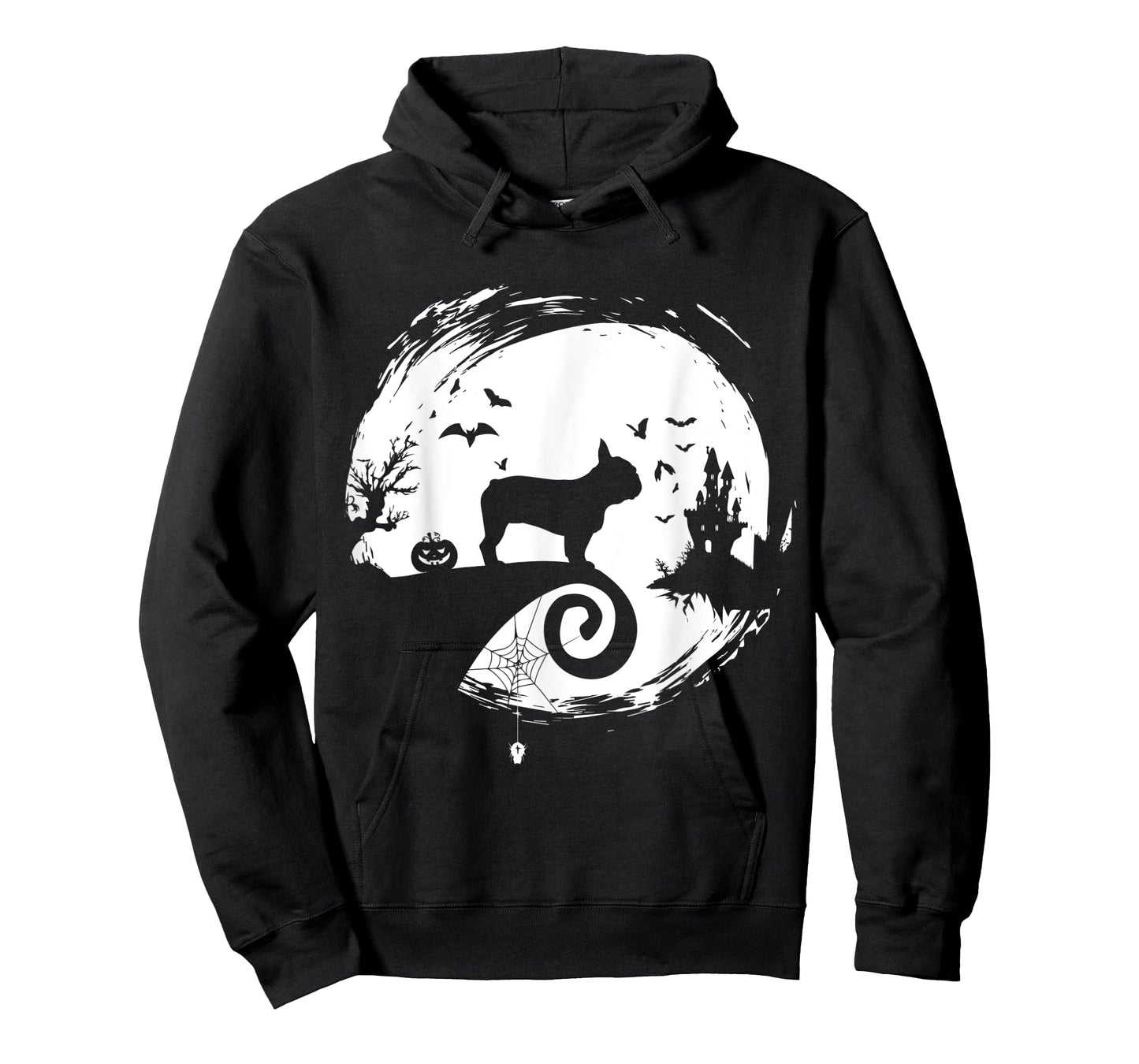 French Bulldog Halloween Costume Moon Silhouette Creepy Men Women Kids T-Shirt