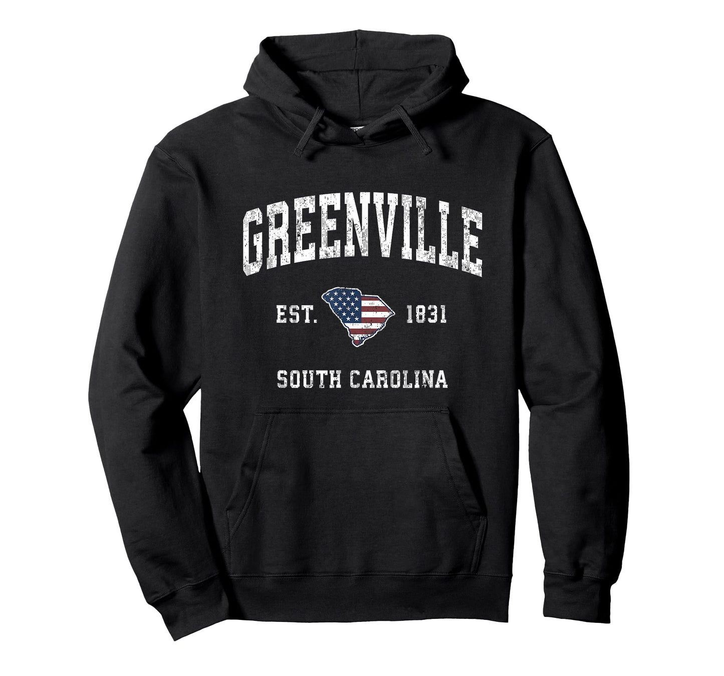 Greenville South Carolina SC Vintage American Flag Design Women Kids Men T-Shirt
