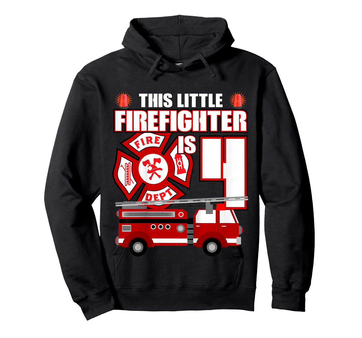 4 Year Old Firefighter Birthday Party Fire Truck 4th Gift T-Shirt