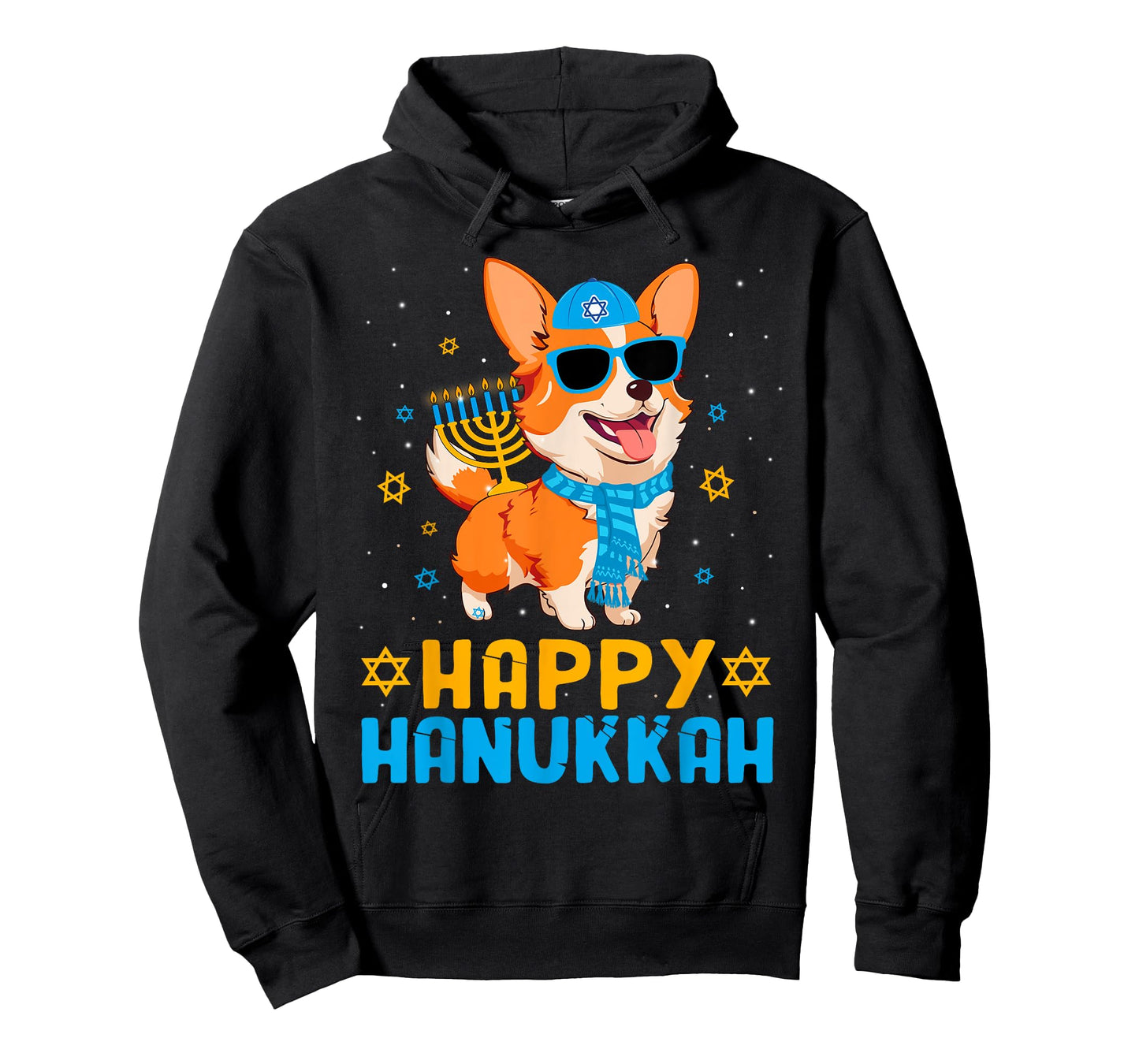 Funny Santa Claus Corgi Dog & Menorah Chanukah Xmas Pajama T-Shirt