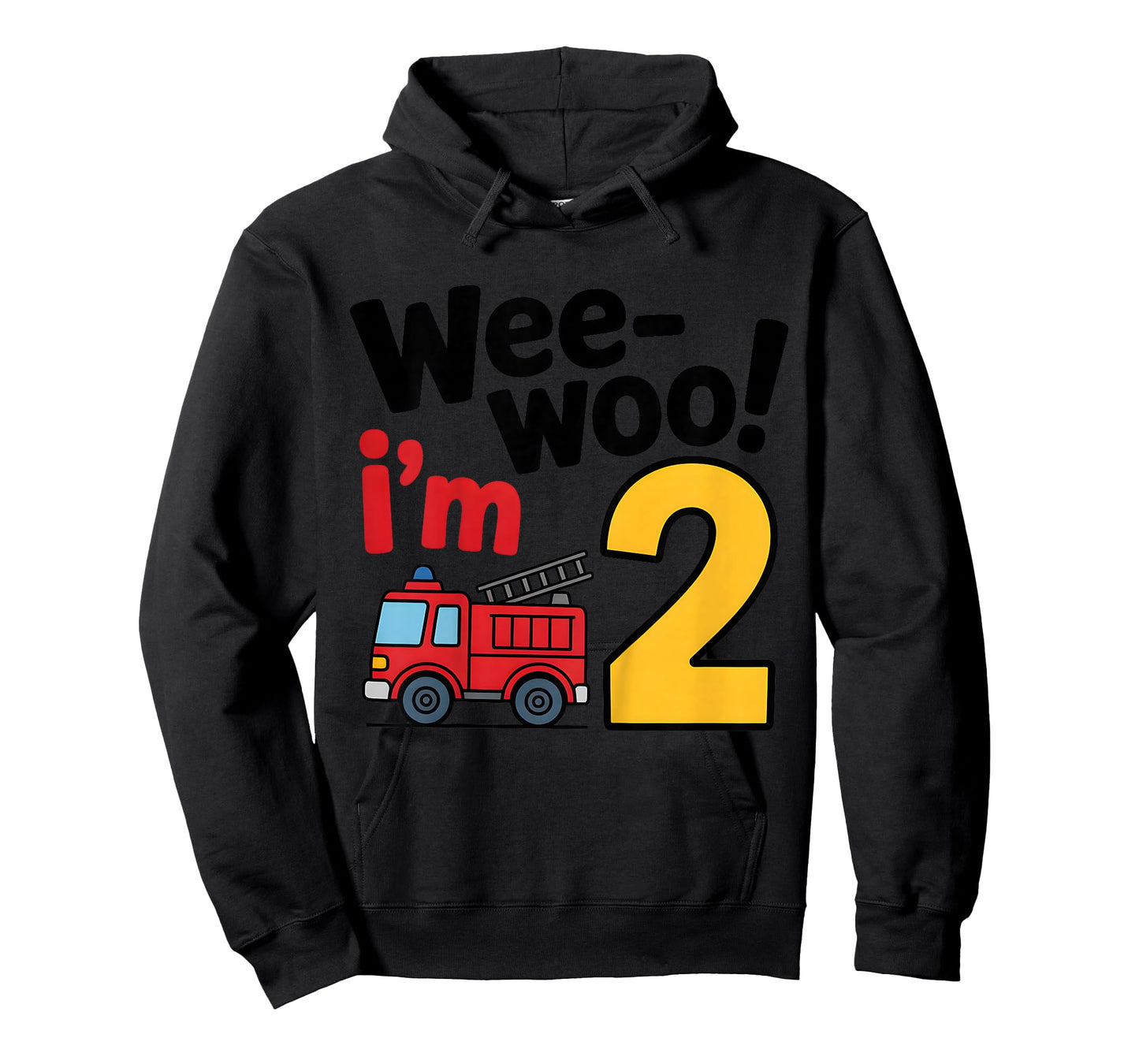 Kids Wee Woo I'm Two Firefighter 2nd Birthday Boys 2 Year Old T-Shirt