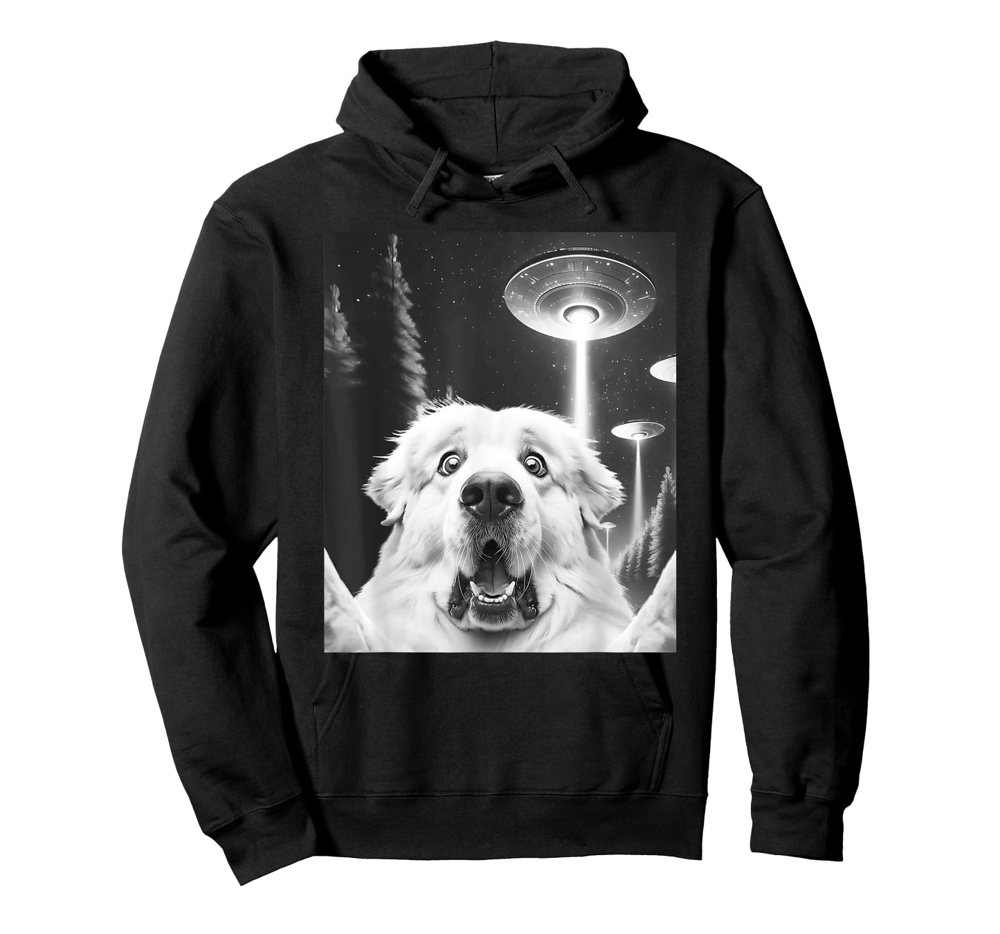 Funny Great Pyrenees Alien UFO Taking a Selfie Dog Mom Dad T-Shirt