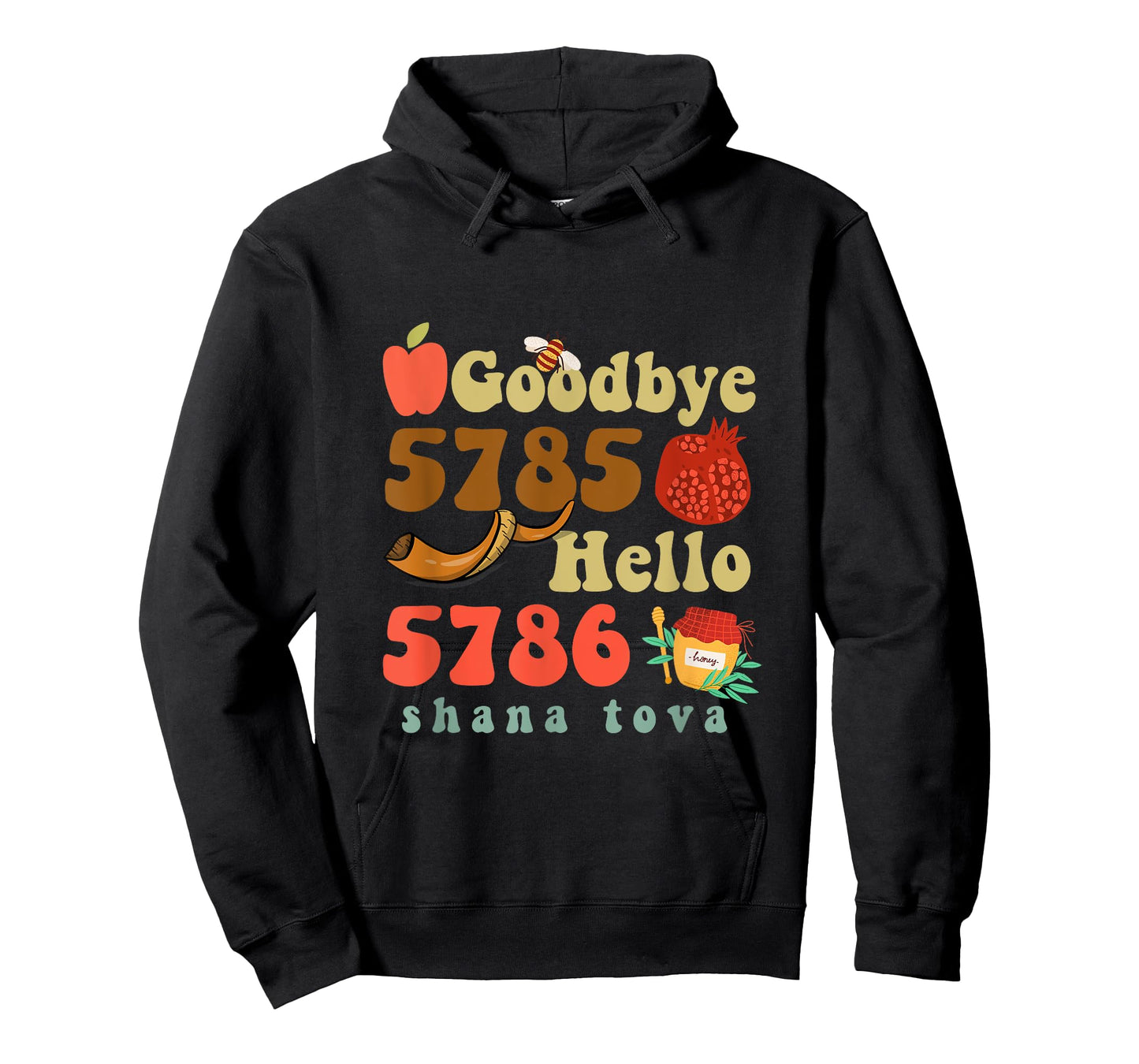 Goodbye 5785 Hello 5786 Shana Tova Jewish Apple Honey Shofar T-Shirt