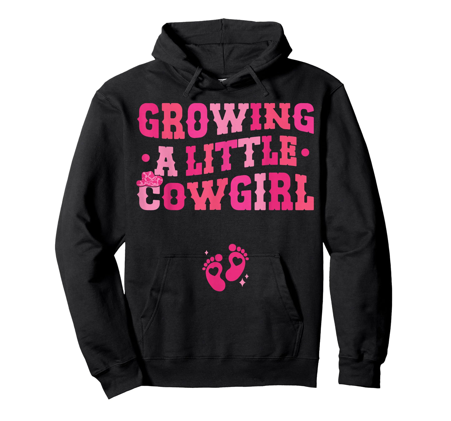 Country Pregnancy Announcement Apparel Co. Growing a Little Cowgirl - Black X-Small Short Sleeve Crew Neck T-Shirt