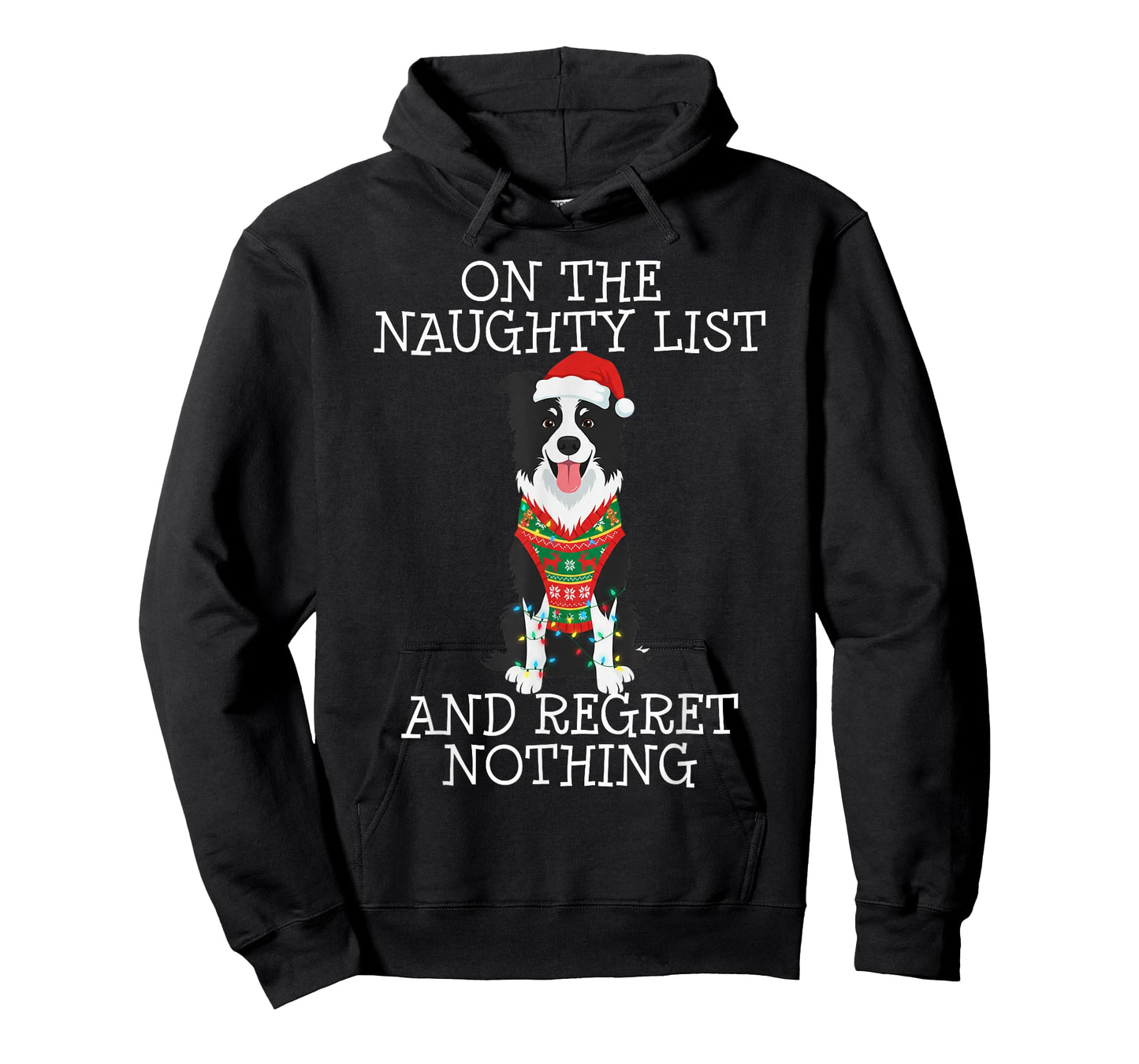 Funny Christmas Border Collie Naughty List T-Shirt