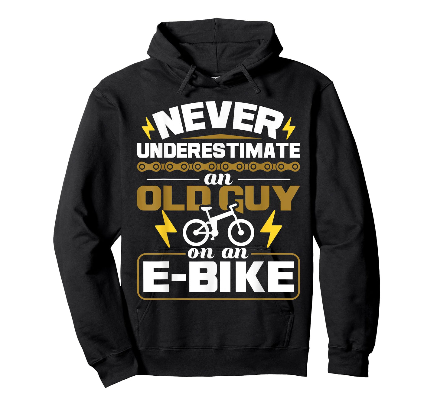 Never Underestimate an Old Guy On an E-Bike Electric Bicycle T-Shirt Small