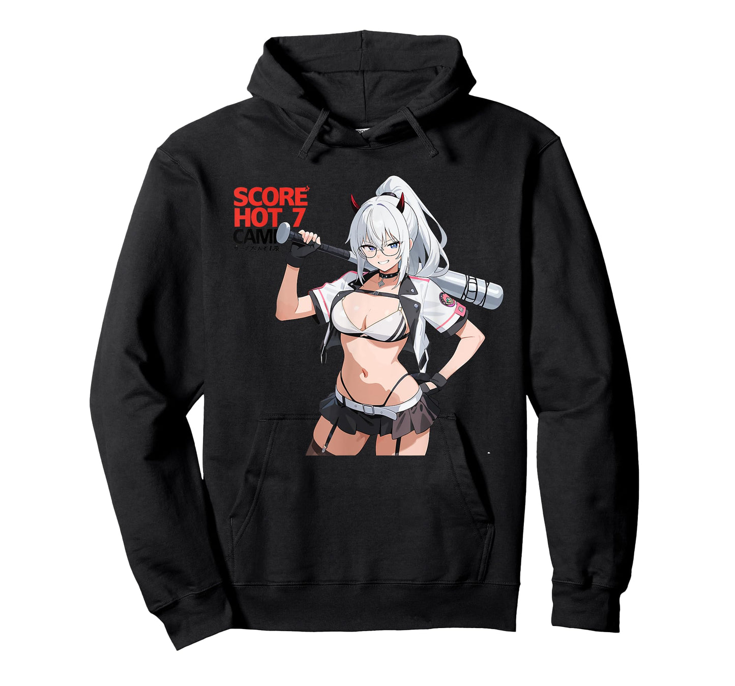 Waifu Sexy Anime Girl Horns Baseball Japanese Manga Style T-Shirt
