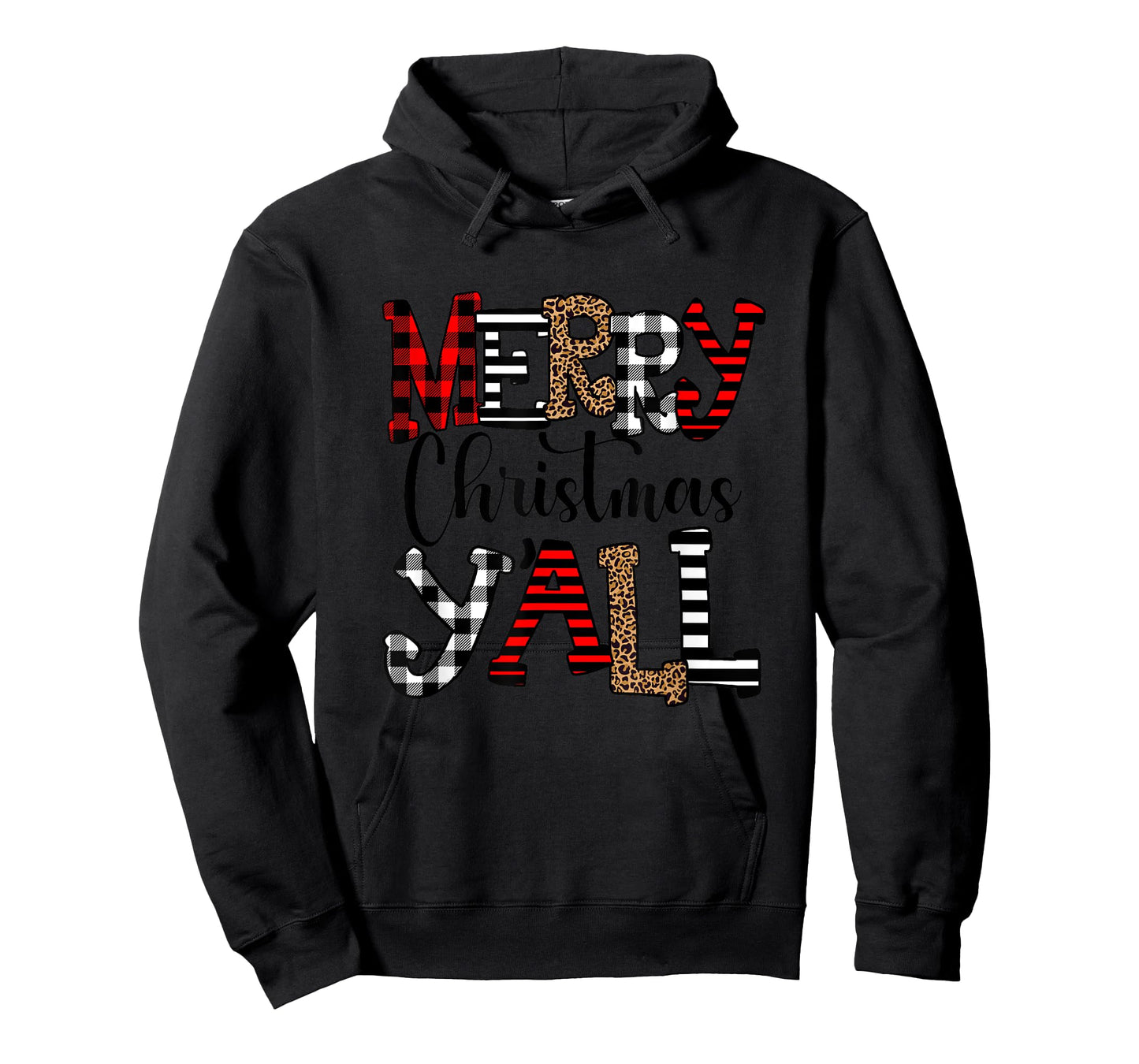 Western Country Merry Christmas Ya'll Leopard Buffalo Plaid T-Shirt