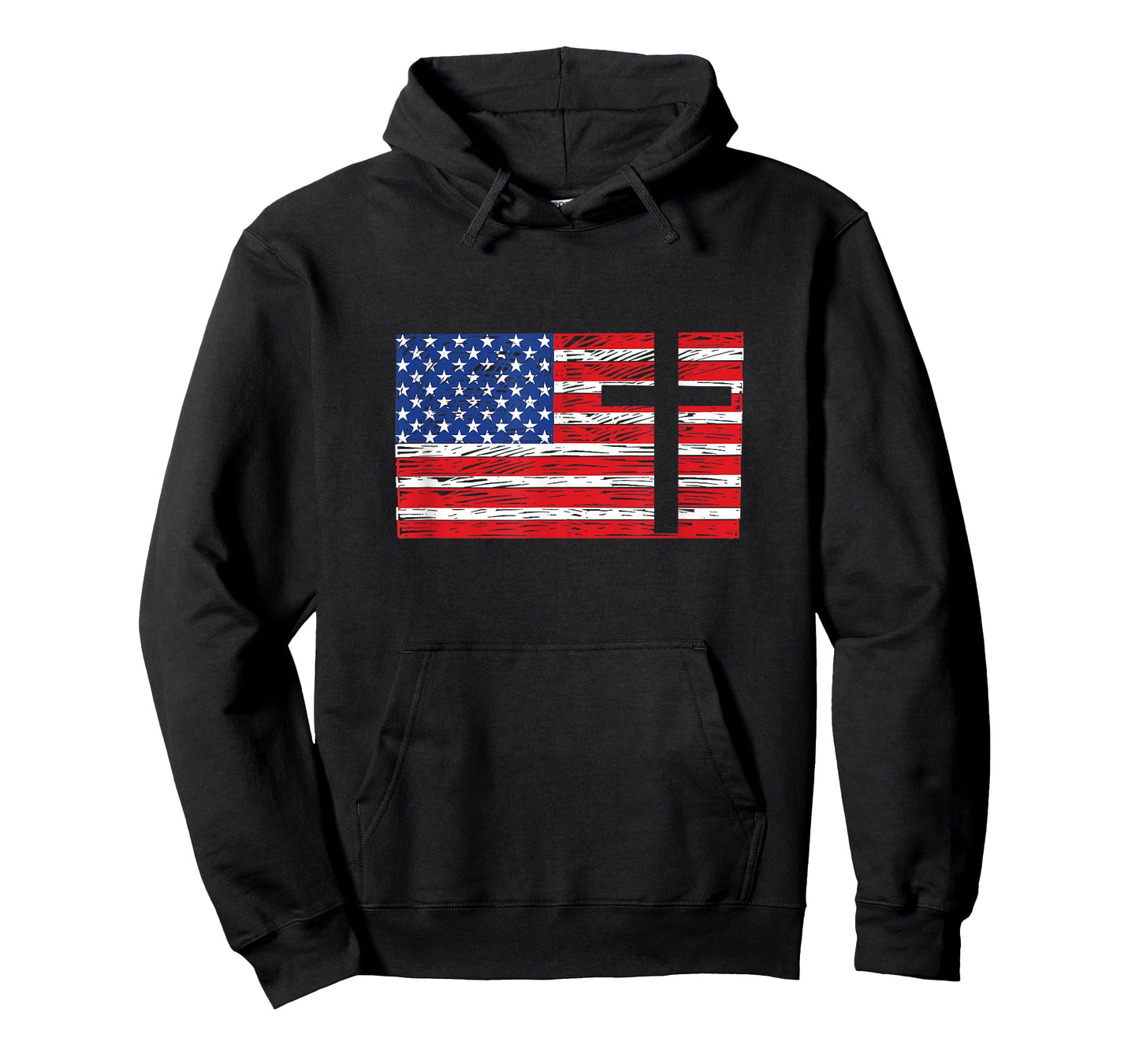 USA American Flag Patriotic Red White Blue Christian Cross T-Shirt