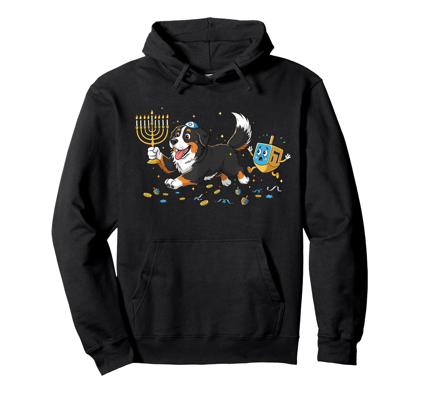 Bernese Mountain Dog Dreidel Menorah Hanukkah Womens Mens T-Shirt