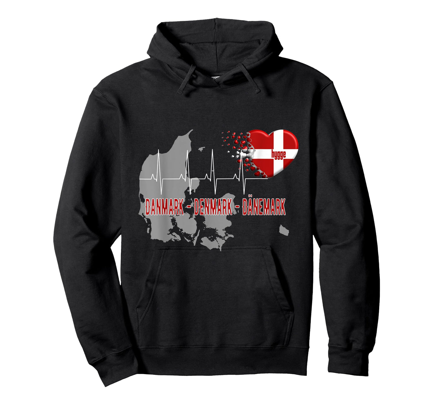 Denmark Danmark Hygge Heartbeat ECG T-Shirt